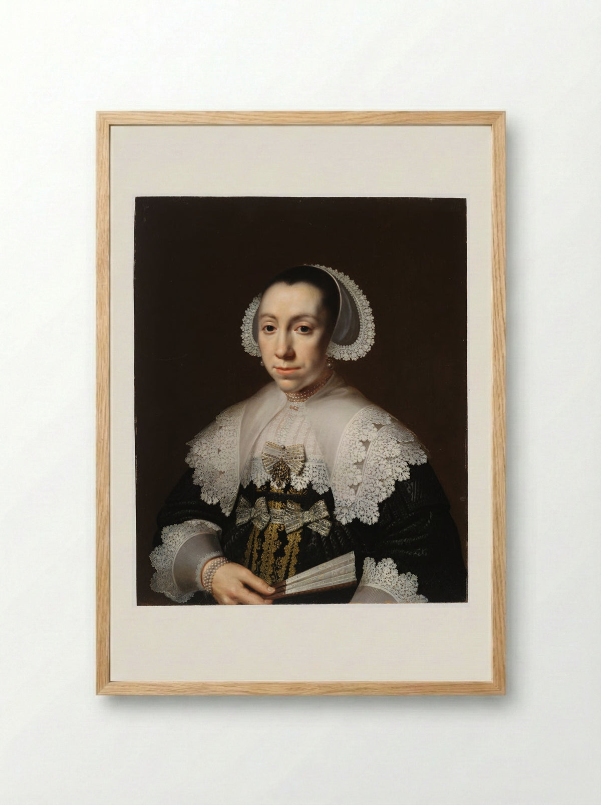Portrait of a Young Woman - Dirck Dirckszoon van Santvoort - Framed Print Wood