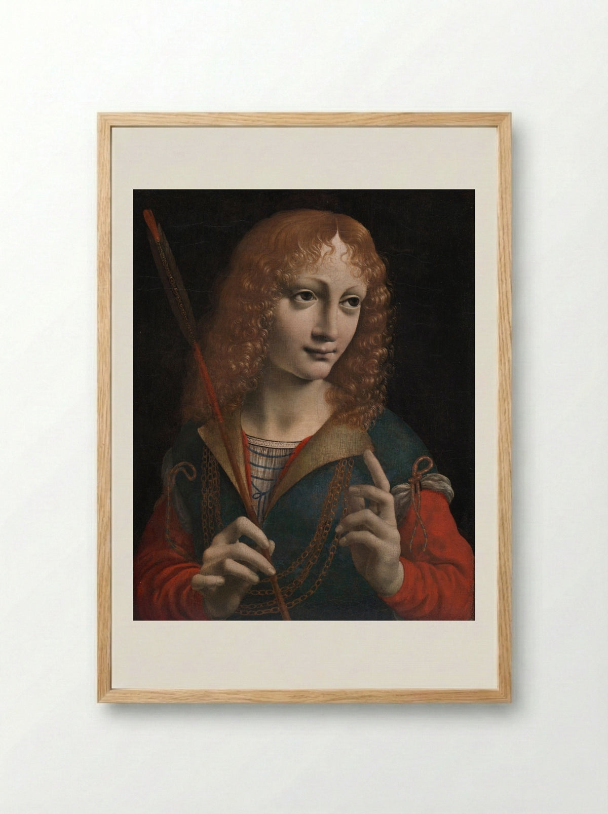 Portrait of a Youth as Saint Sebastian - Marco d'Oggiono - Framed Print Wood