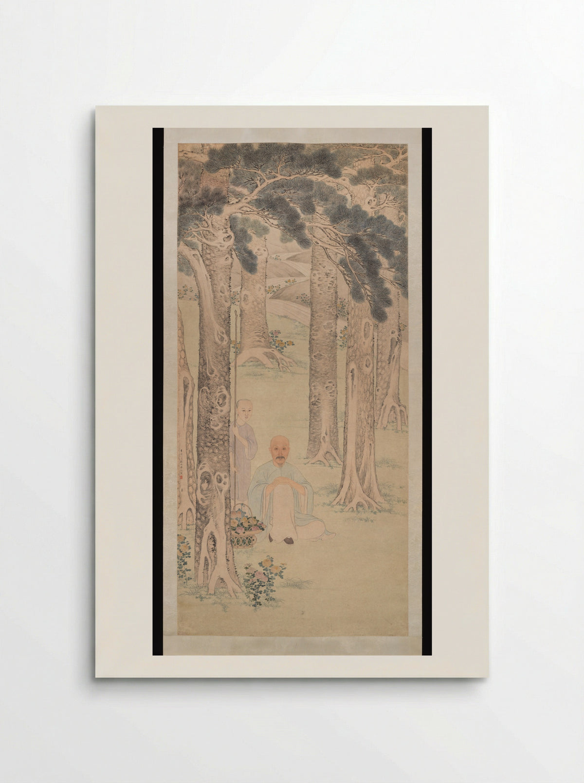 Portrait of a gentleman gathering chrysanthemums - Hua Guan - Poster