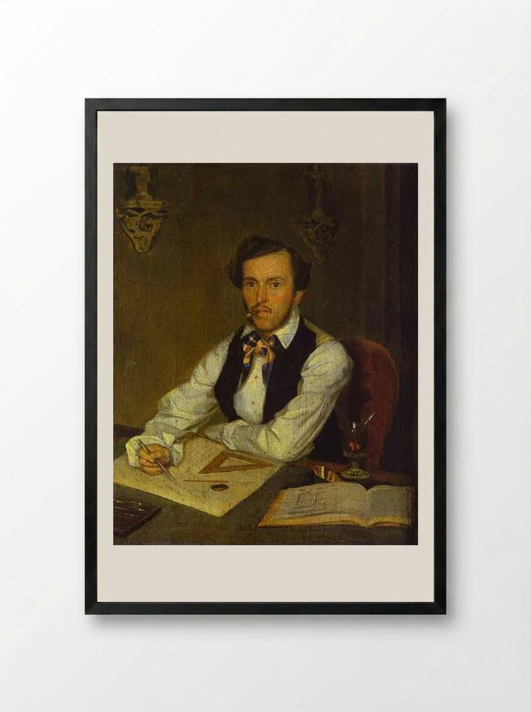 Portrait of an Architect - Pavel Fedotov - Framed Print Black