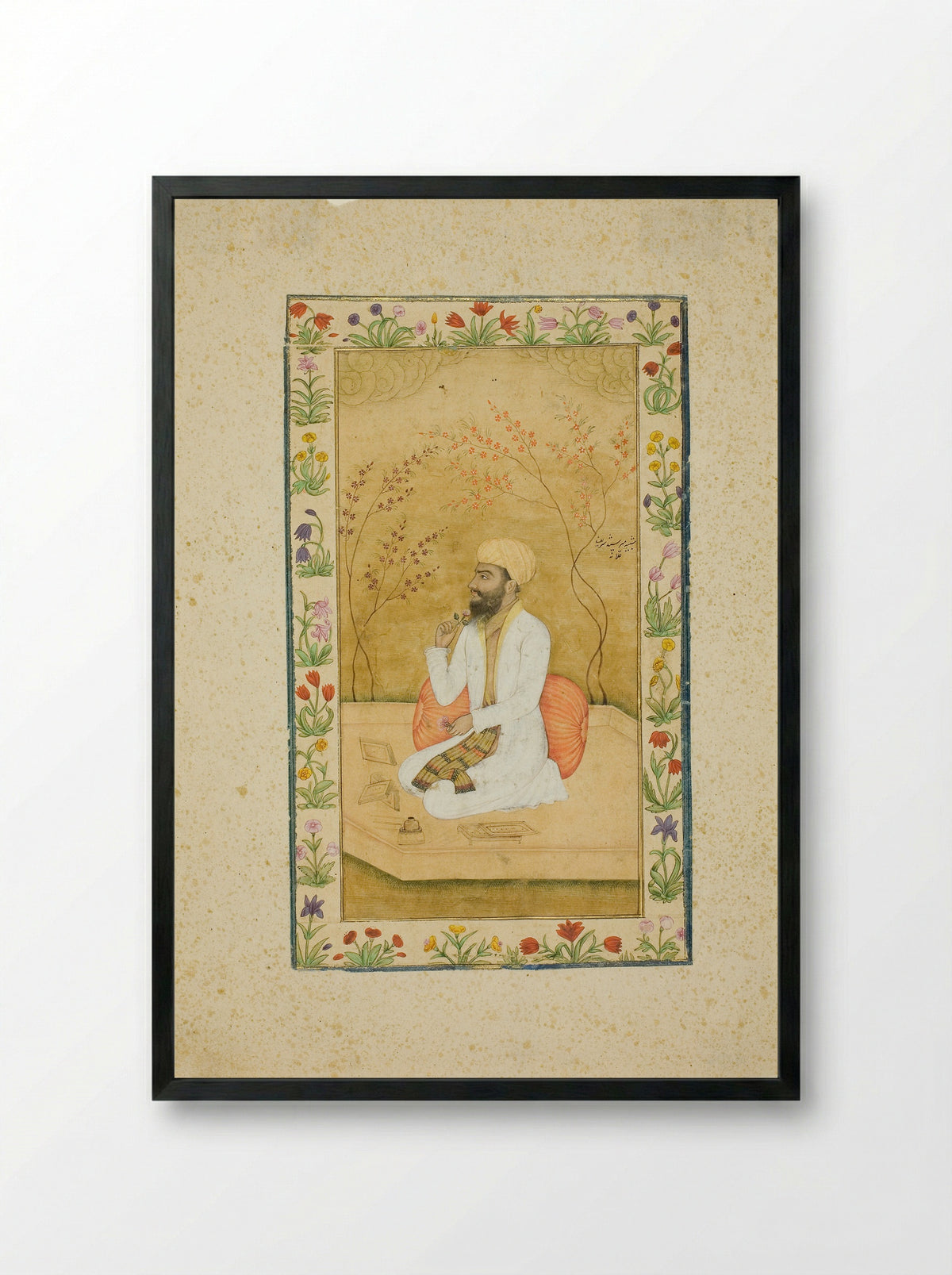 Portrait of an Artist or Scholar - Mughal School - Framed Print Black