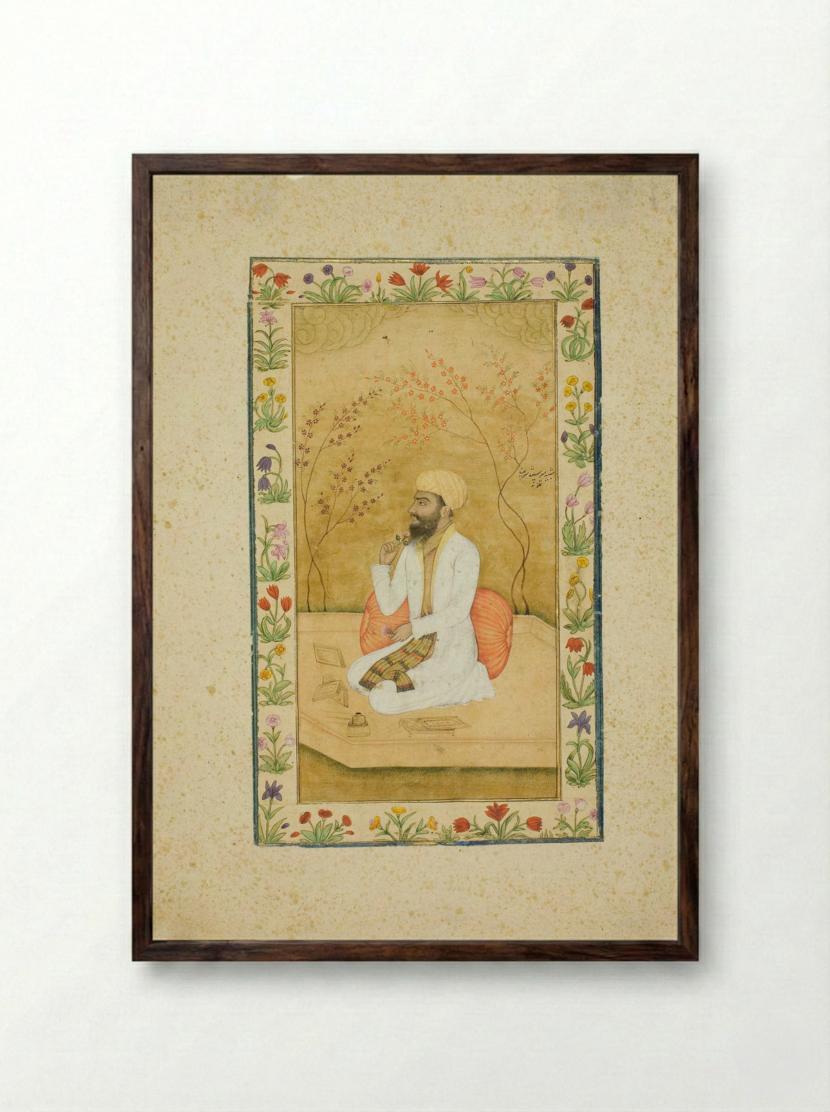 Portrait of an Artist or Scholar - Mughal School - Framed Print Dark Wood