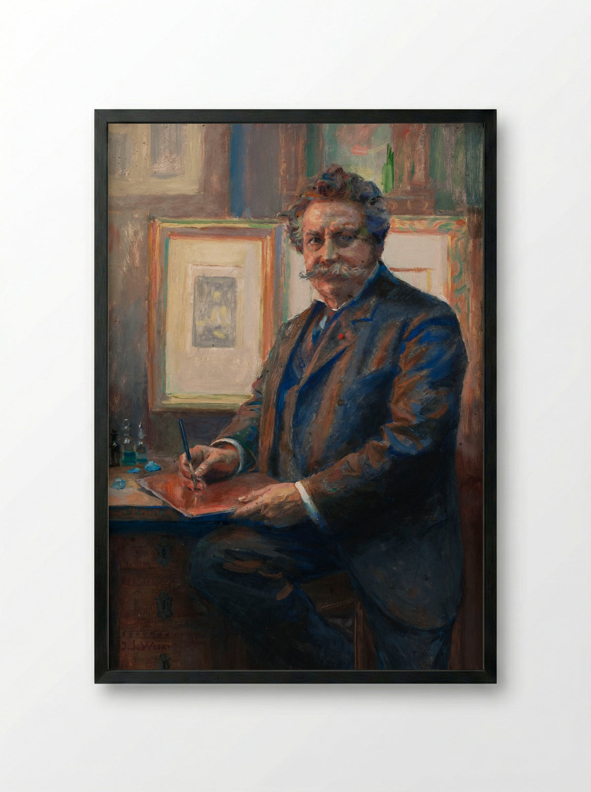 Portrait of an Artist - Charles Albert Waltner - Framed Print Black