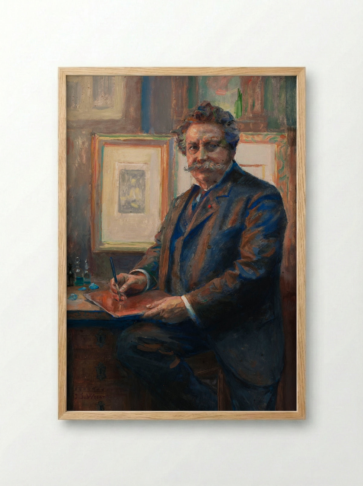 Portrait of an Artist - Charles Albert Waltner - Framed Print Wood