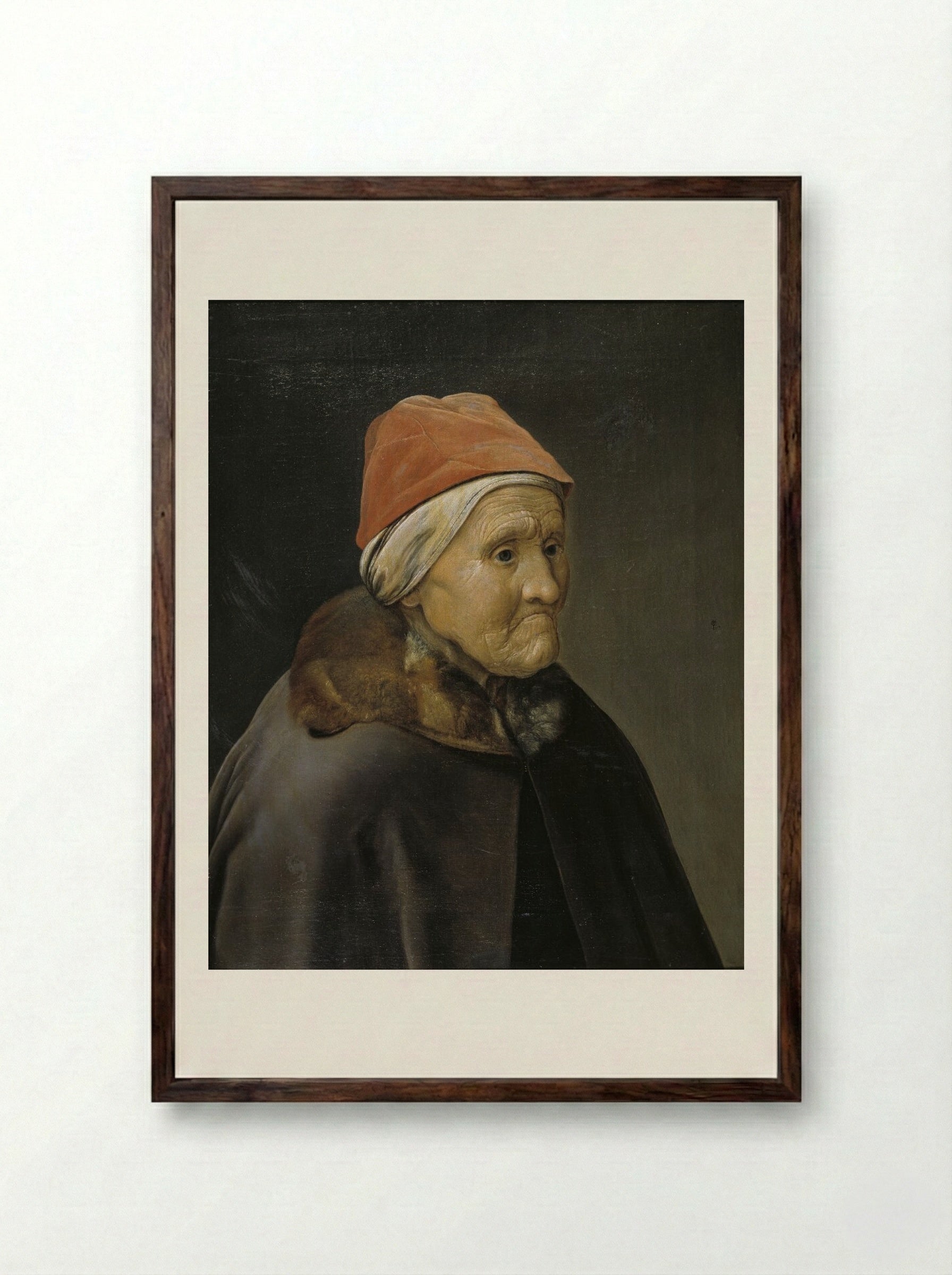 Portrait of an Elderly Woman - Monogrammist IS - Framed Print Dark Wood