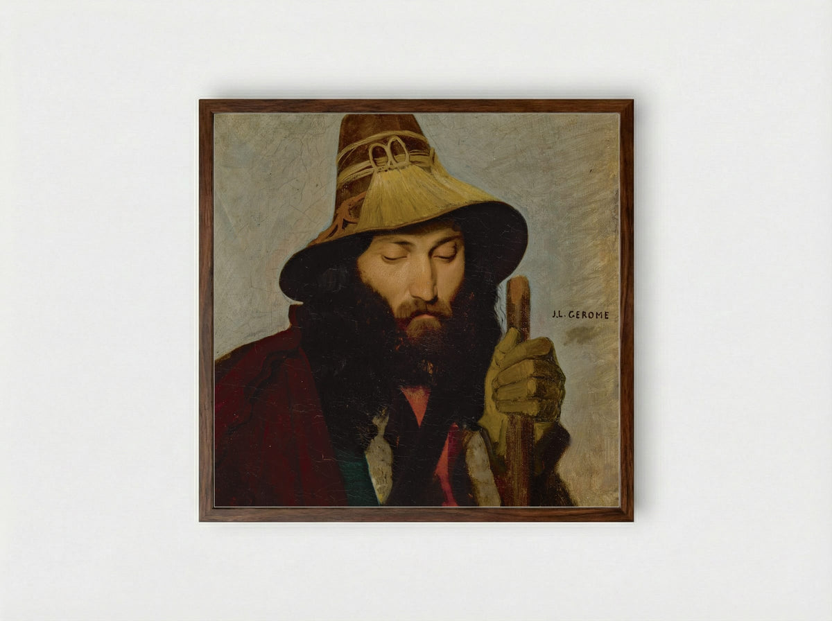 Portrait of an Italian Man - Jean-Léon Gérôme - Framed Print Dark Wood