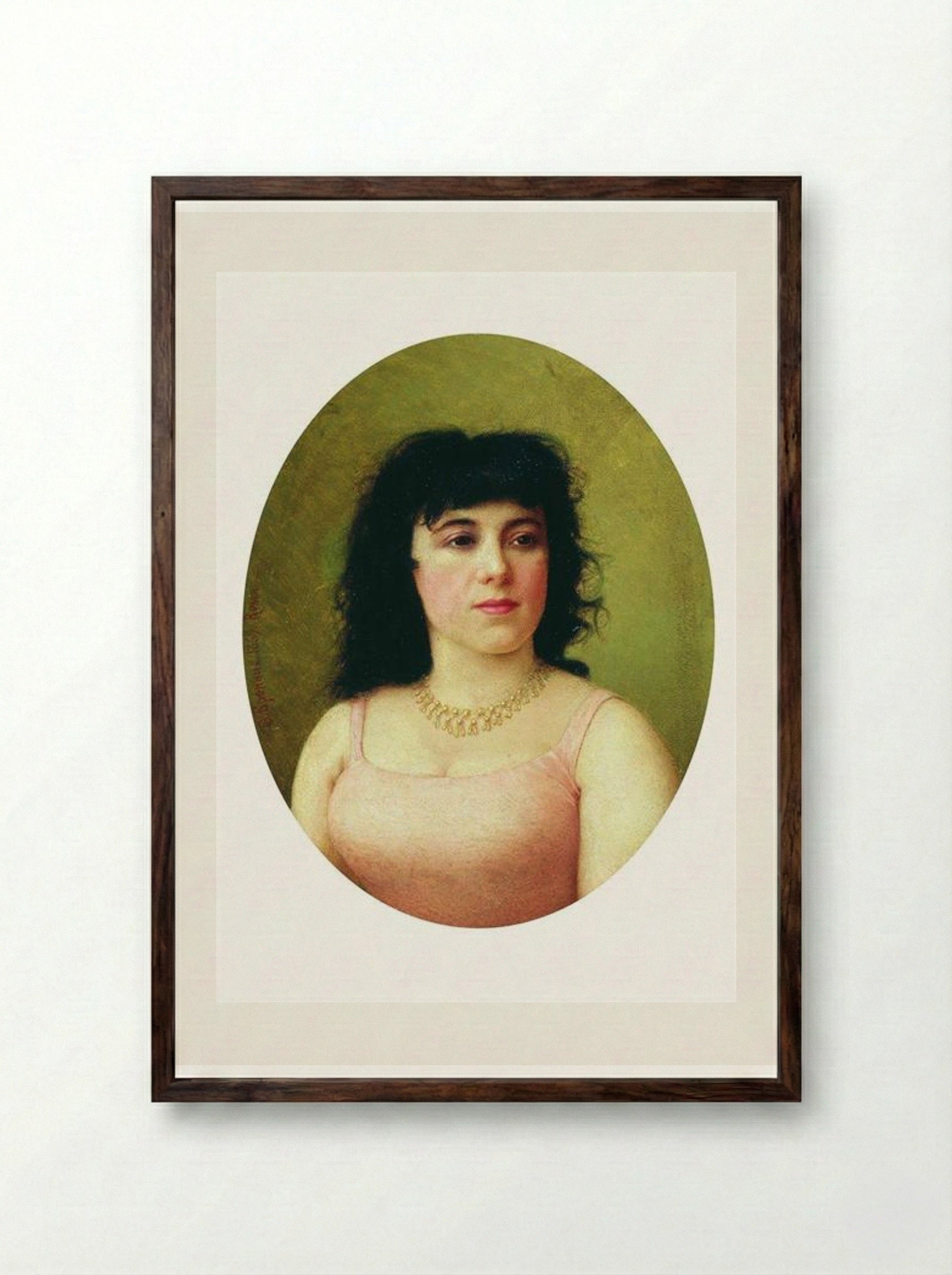 Portrait of an Italian ballerina Virginia Zucchi - Fyodor Bronnikov - Framed Print Dark Wood