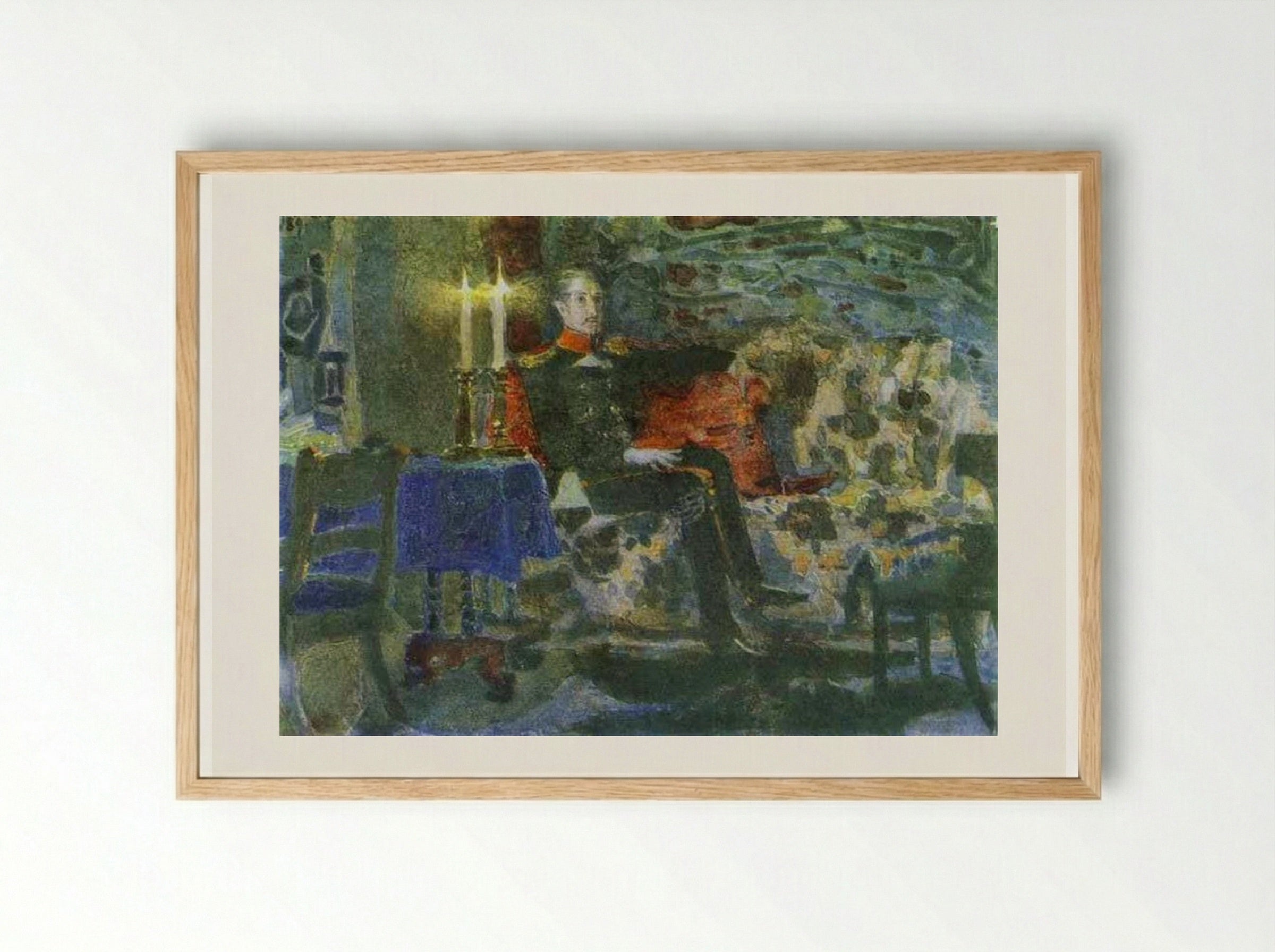Portrait of an Officer (Pechorin on a Sofa) - Mikhail Vrubel - Framed Print Wood