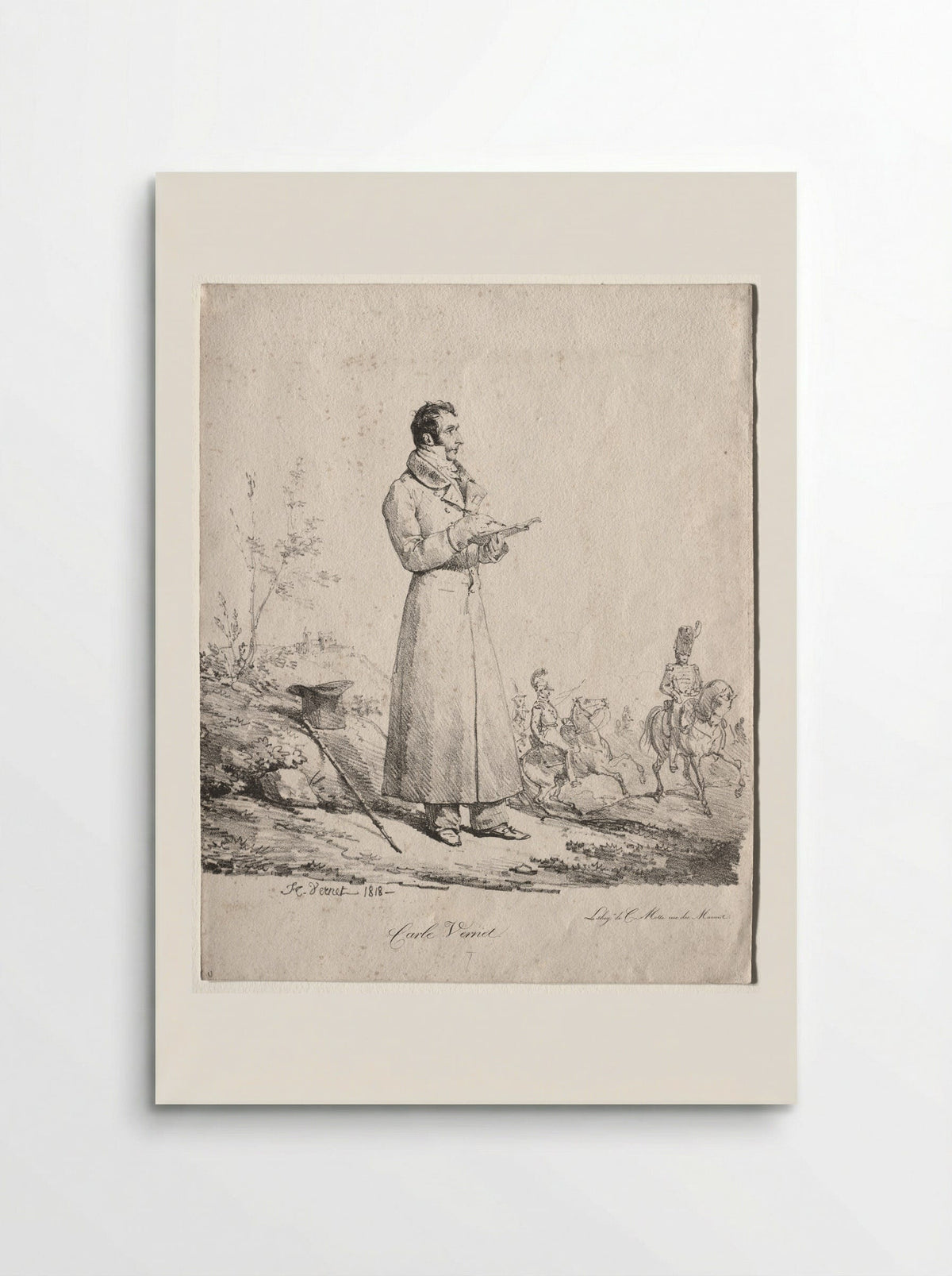 Portrait of an Officer Sketching - Antoine-Charles-Horace Vernet - Poster