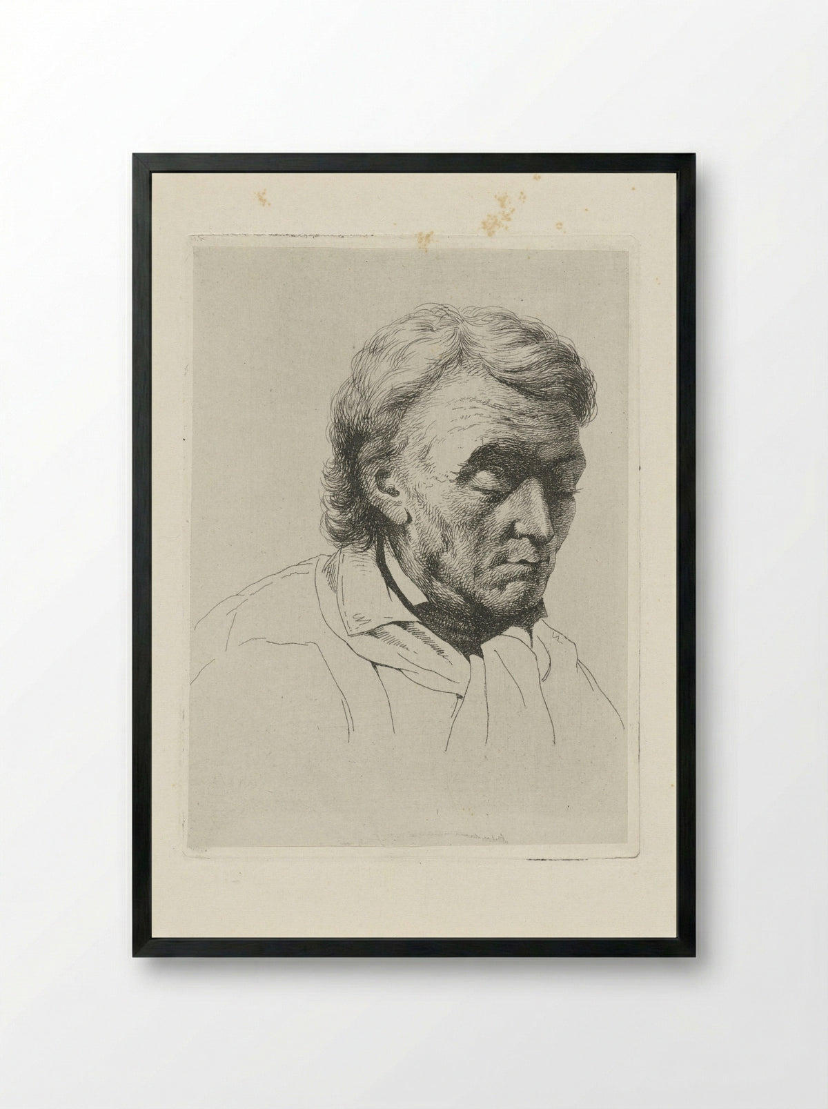 Portrait of an Old Man with Closed Eyes - Jean Zacherie Mazel - Framed Print Black