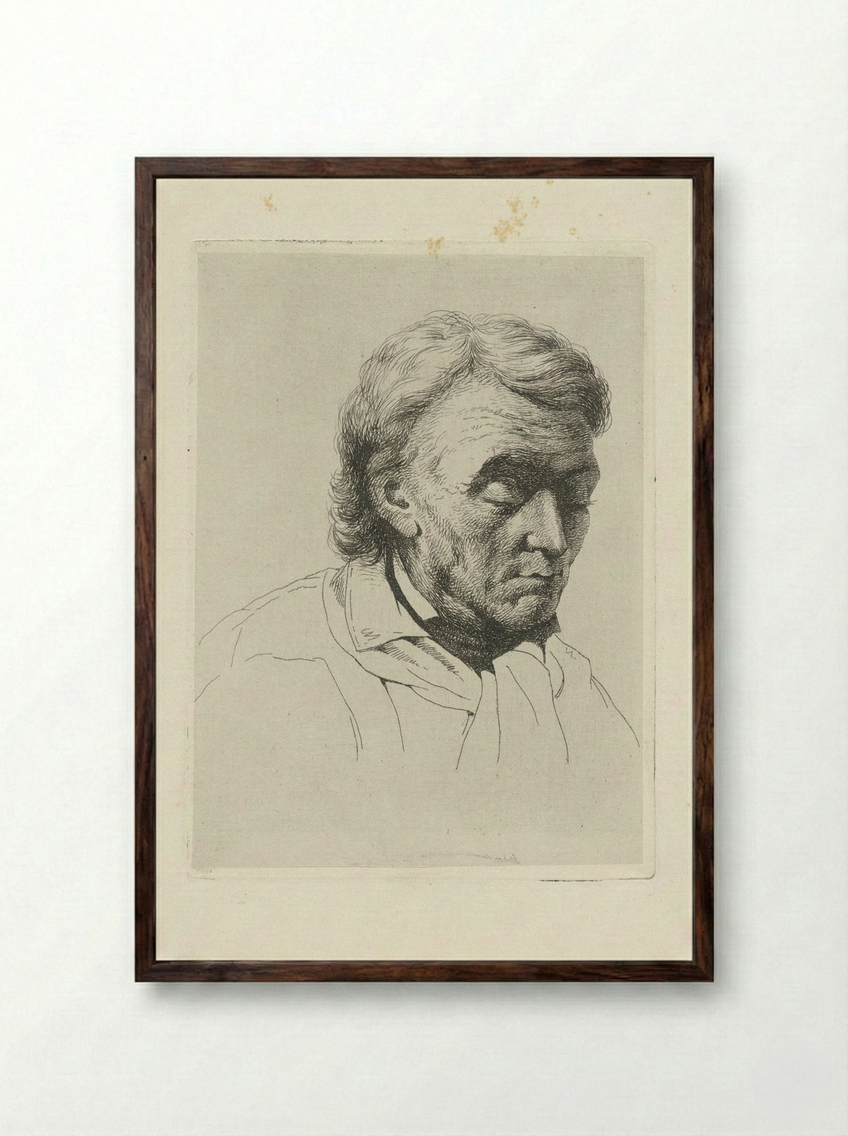 Portrait of an Old Man with Closed Eyes - Jean Zacherie Mazel - Framed Print Dark Wood