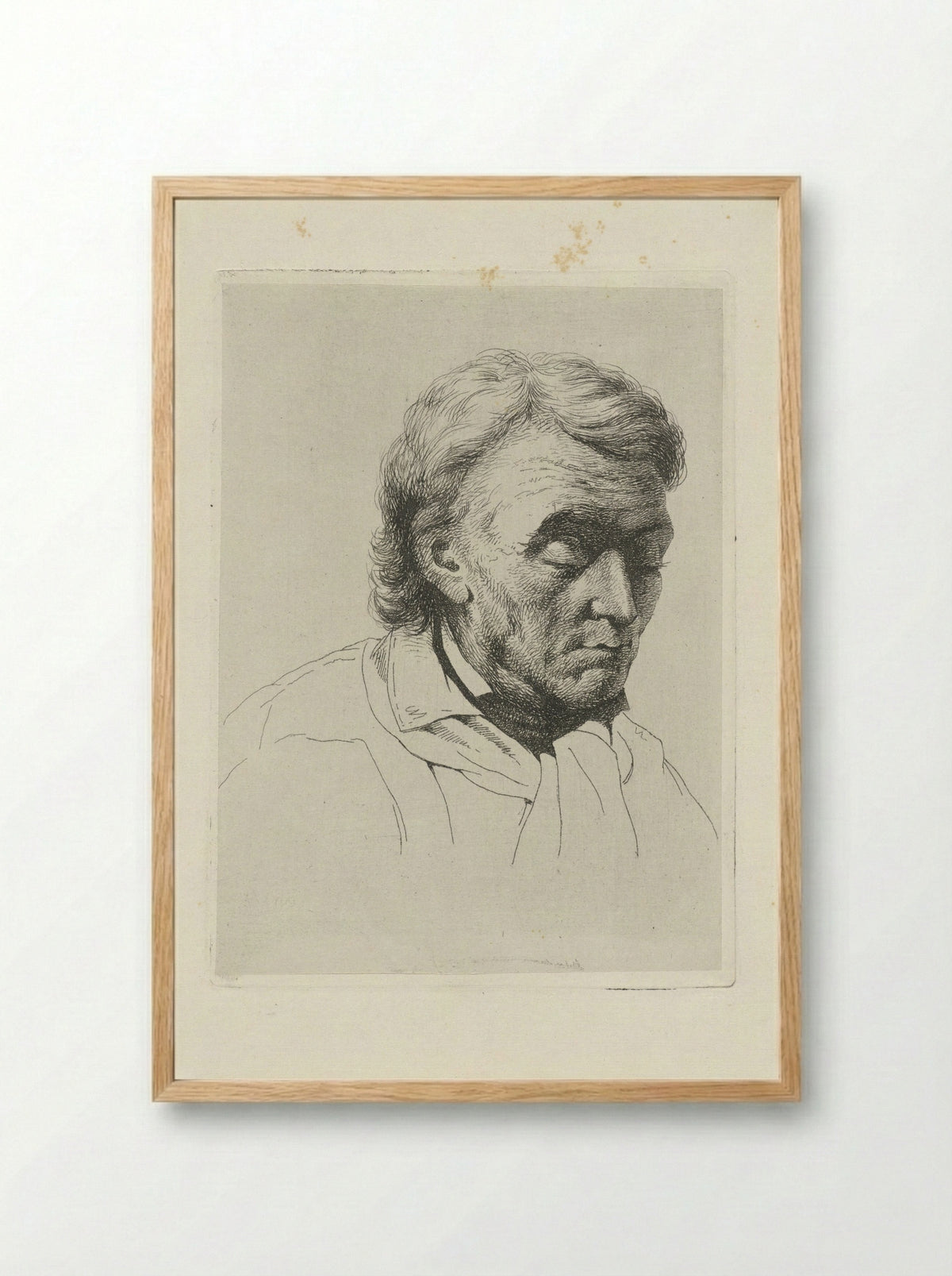 Portrait of an Old Man with Closed Eyes - Jean Zacherie Mazel - Framed Print Wood