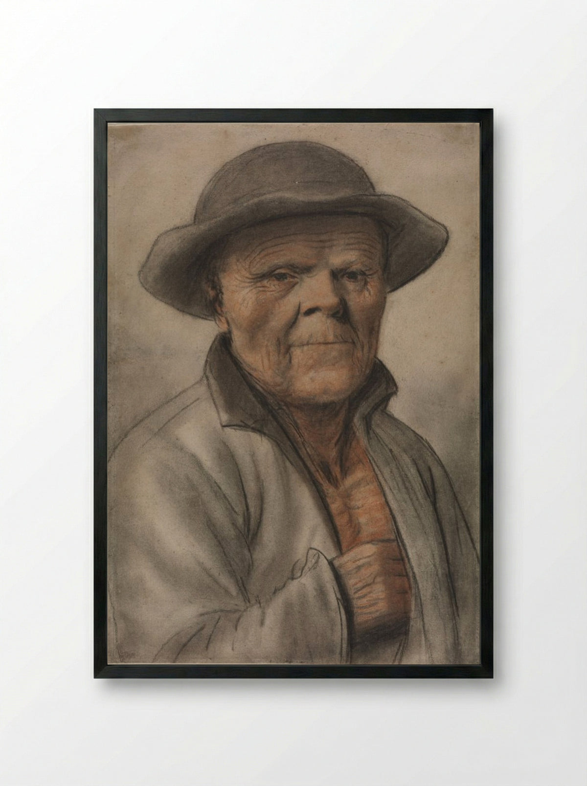 Portrait of an Old Man - Nicolas Lagneau - Framed Print Black