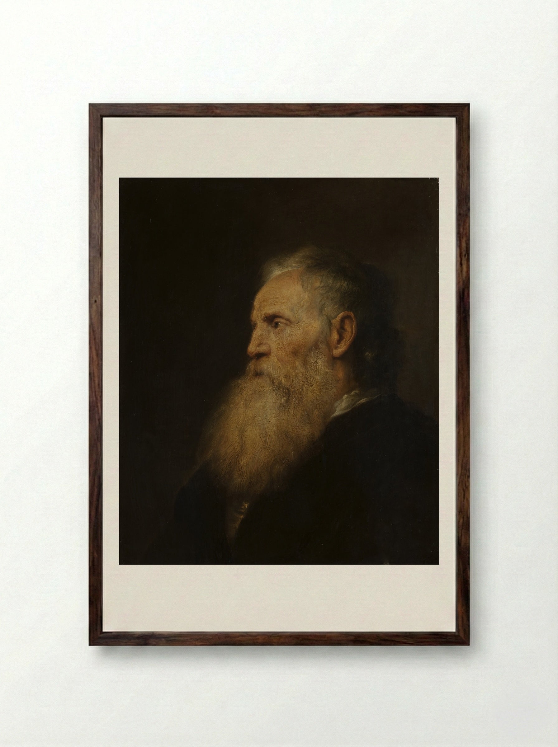 Portrait of an Old Man - Jan Lievens - Framed Print Dark Wood