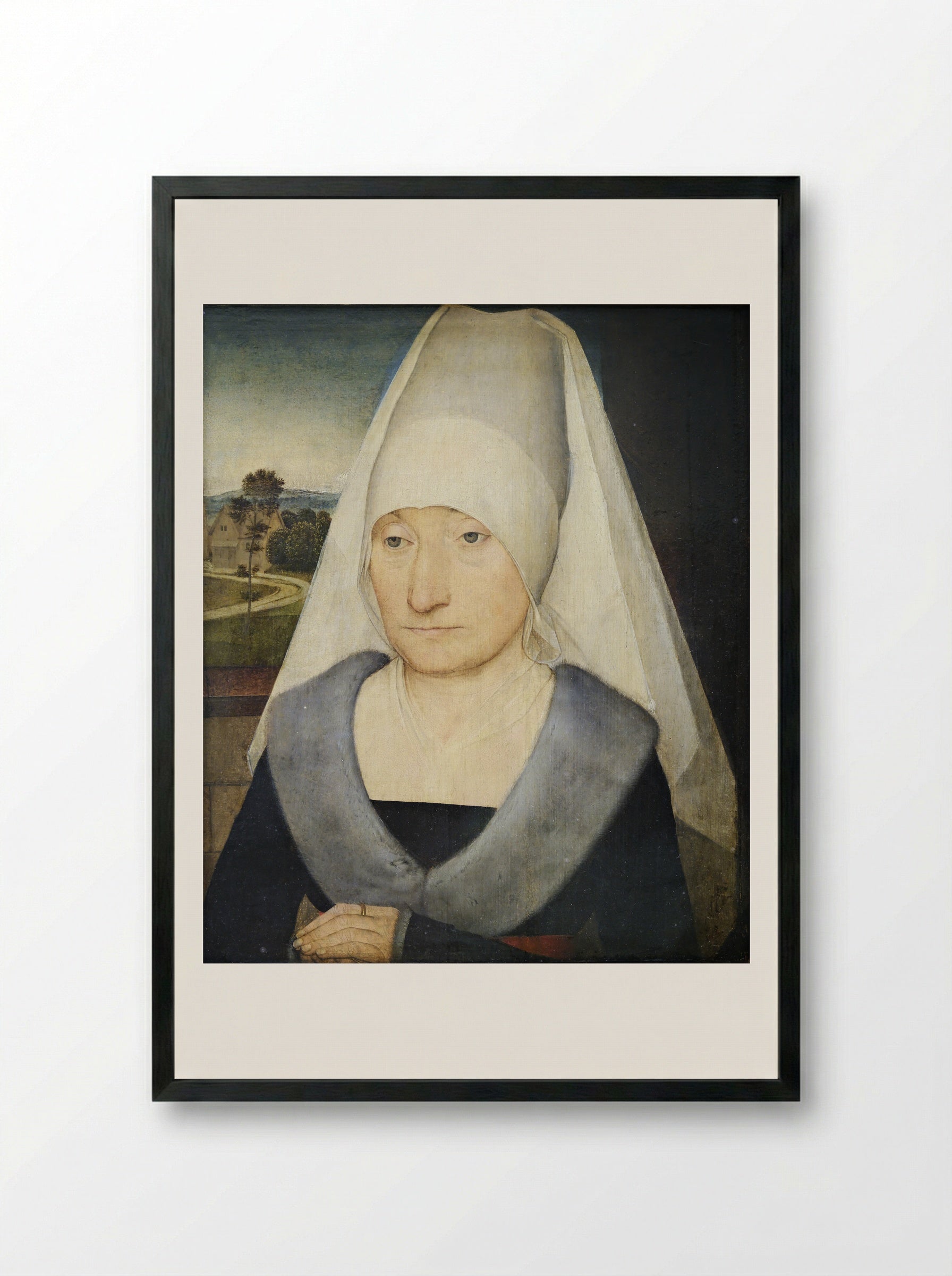 Portrait of an Old Woman - Hans Memling - Framed Print Black