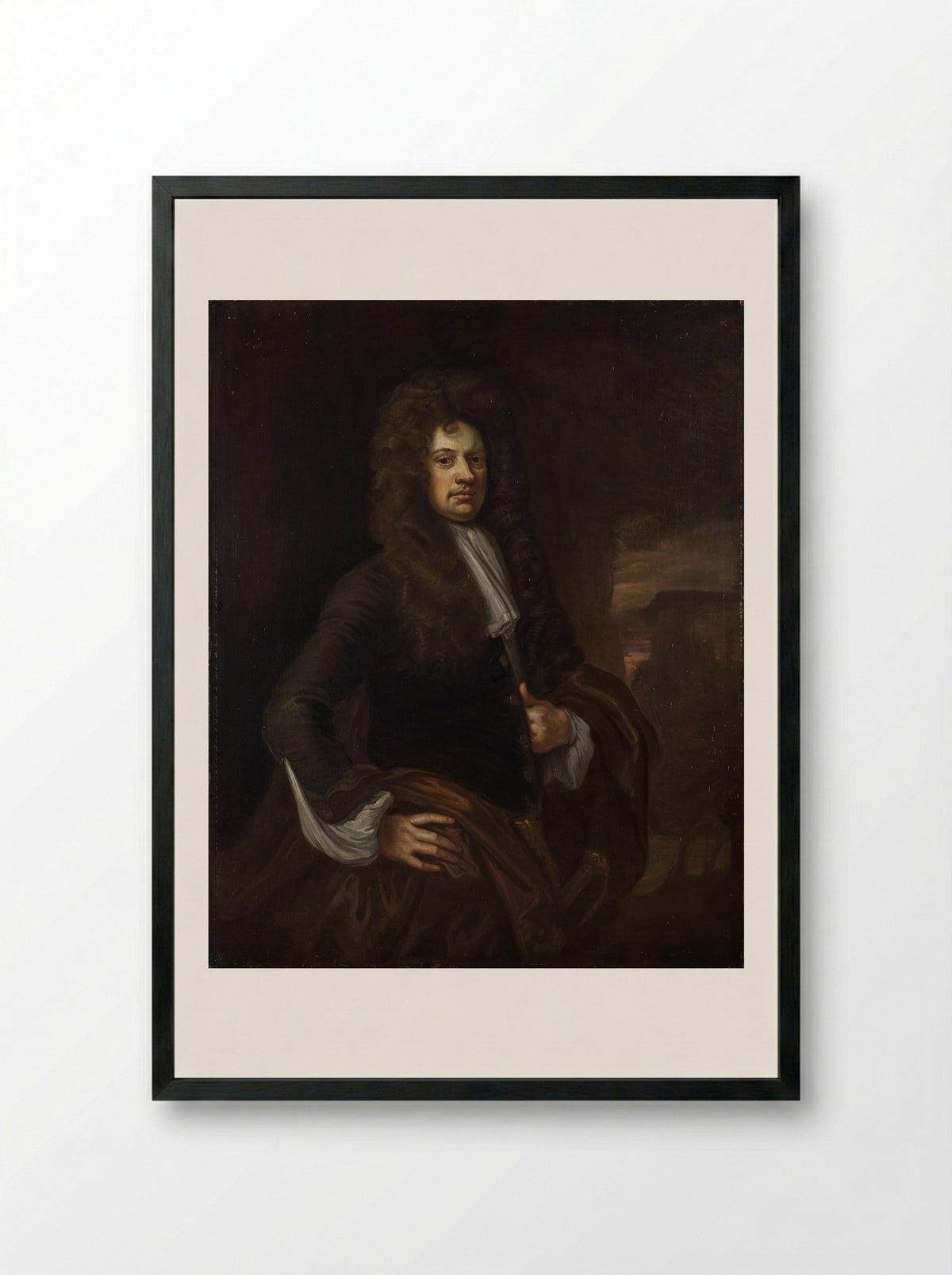 Portrait of an Unknown Boy in Roman Fantasy Costume - Sir Godfrey Kneller - Framed Print Black