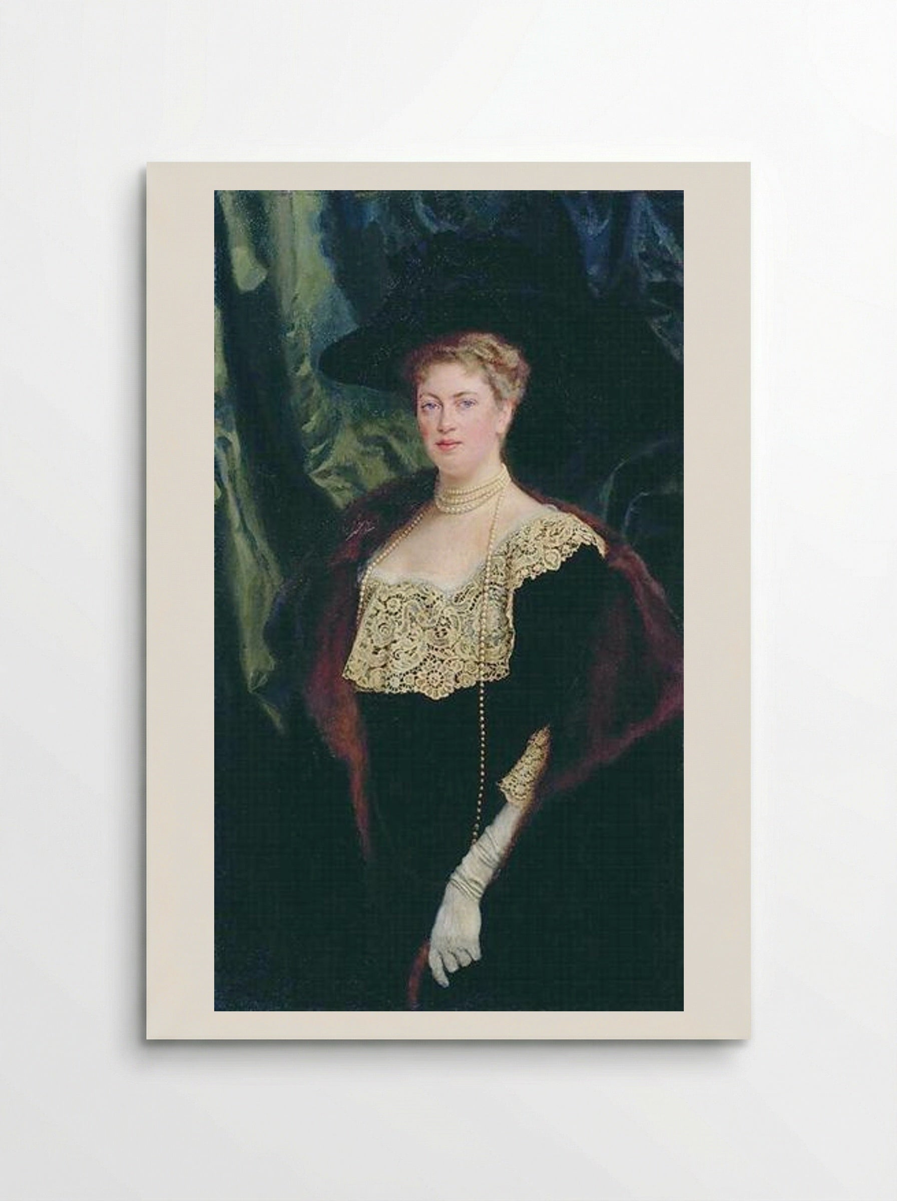 Portrait of an Unknown Lady in a Black Kerchief with a Lacy Collar - Nikolay Bogdanov-Belsky - Poster