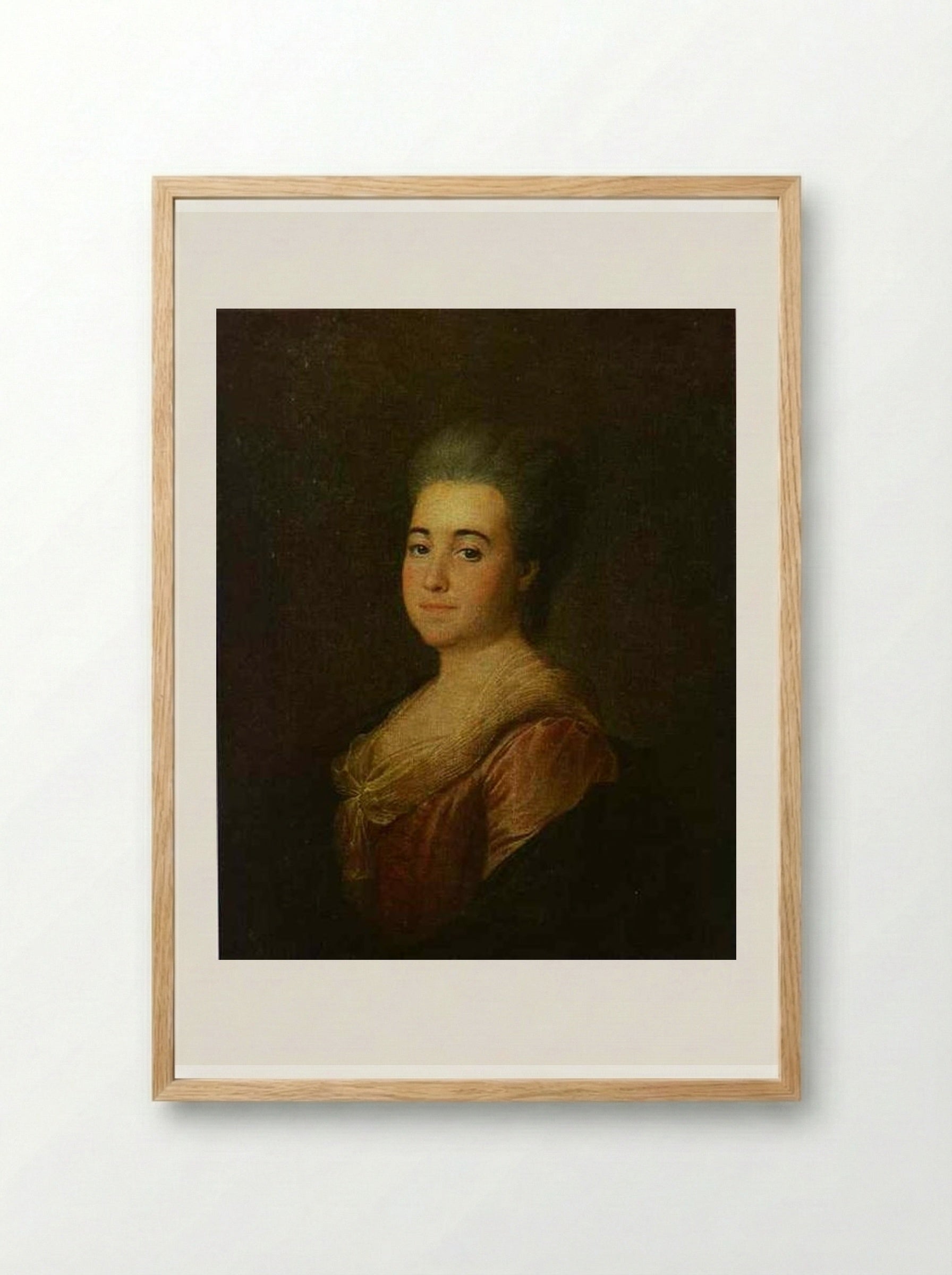 Portrait of an Unknown Lady in a Pink Dress - Dmitry Levitzky - Framed Print Wood