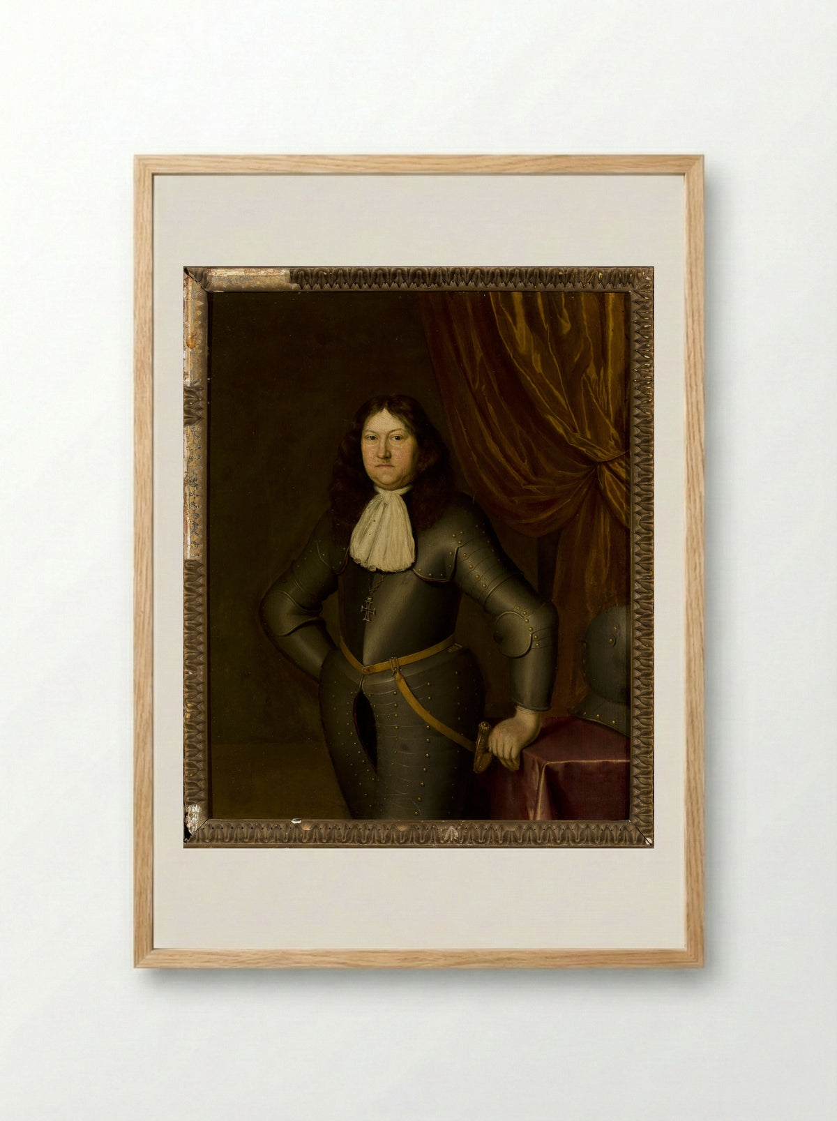 Portrait of an Unknown Man in Armour - Pieter Cornelisz. van Slingelandt - Framed Print Wood