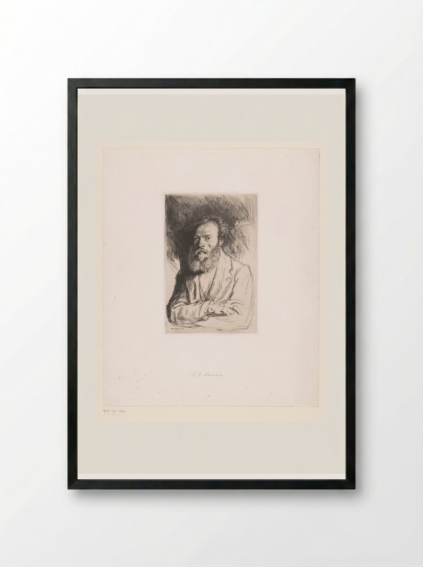 Portrait of an Unknown Man, possibly J.F. Laurens - Léopold Flameng - Framed Print Black