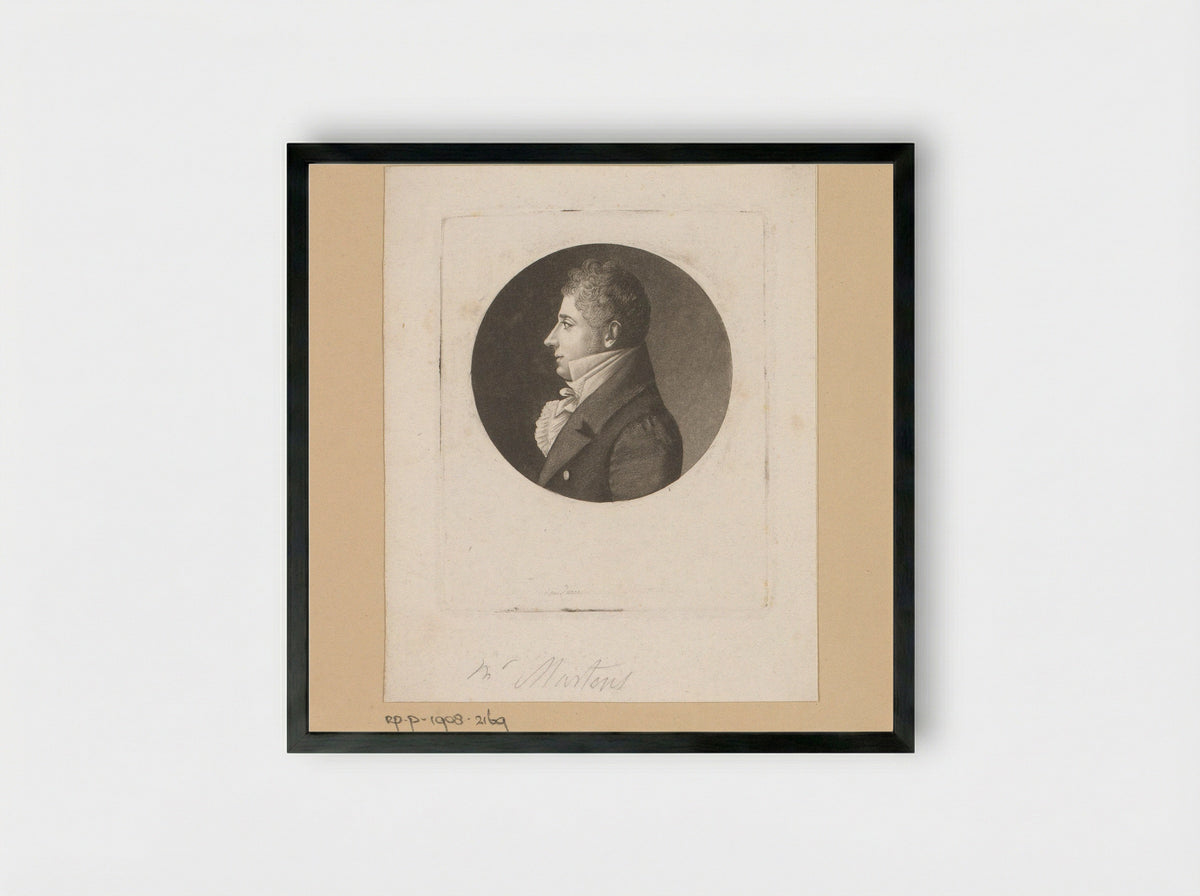 Portrait of an Unknown Man, possibly Martens - Edme Quenedey - Framed Print Black
