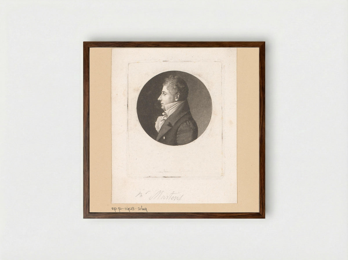 Portrait of an Unknown Man, possibly Martens - Edme Quenedey - Framed Print Dark Wood