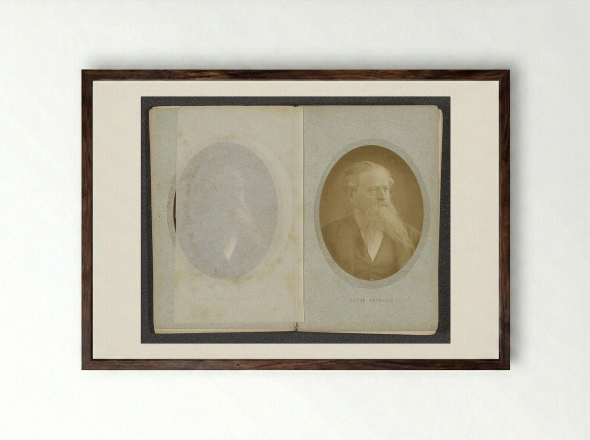 Portrait of an Unknown Man with a Beard - P. Piquepé - Framed Print Dark Wood