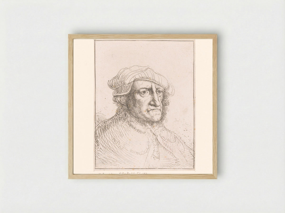 Portrait of an Unknown Man with a Beret - Michael Willmann - Framed Print Wood