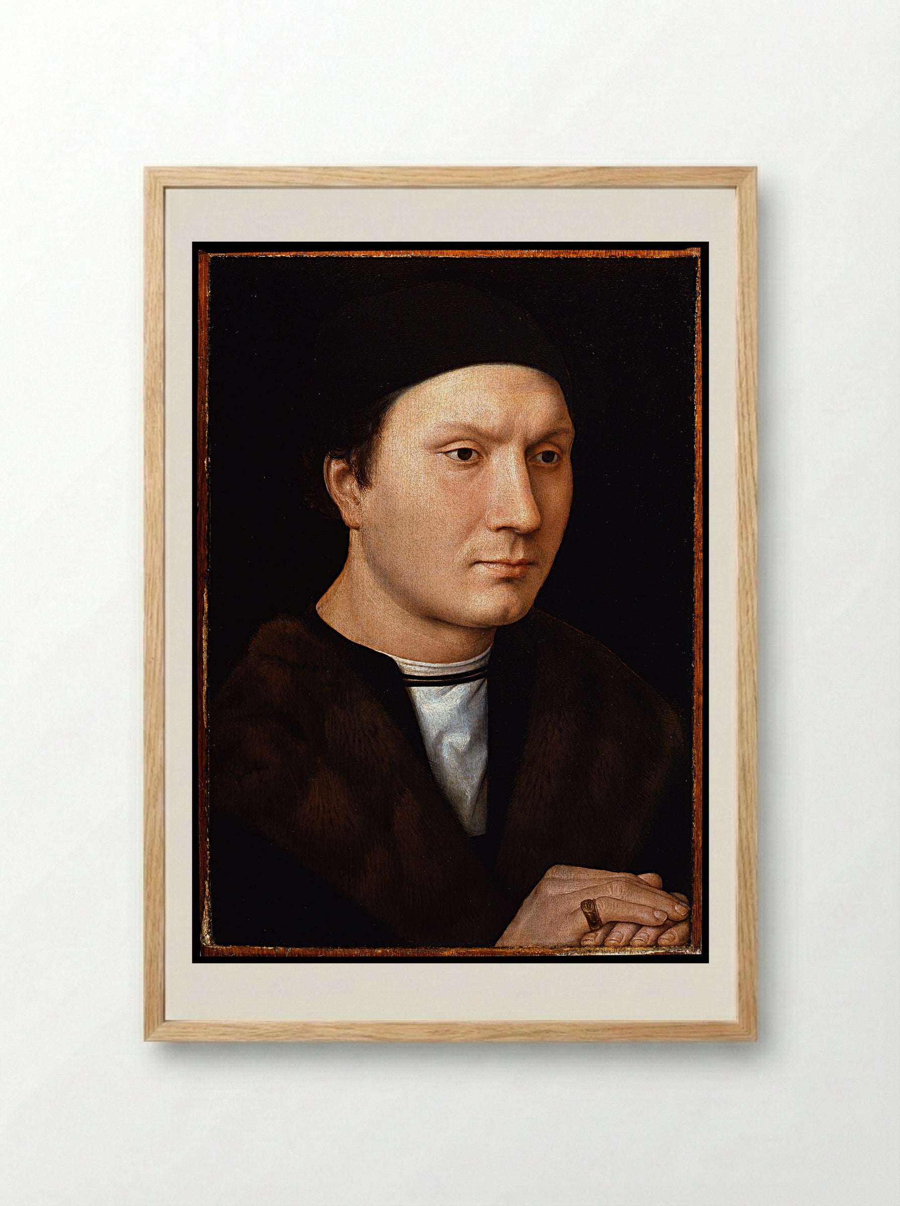 Portrait of an Unknown Man with a Letter - Hans Memling - Framed Print Wood
