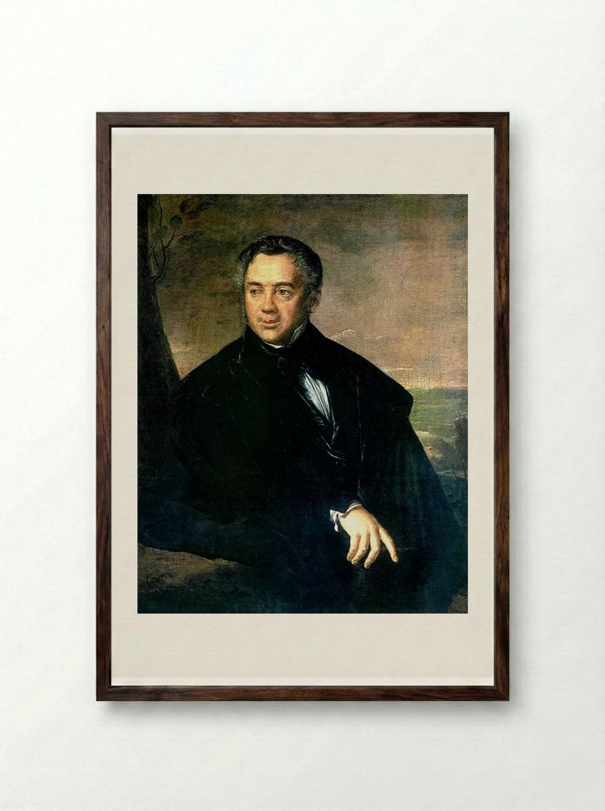 Portrait of an Unknown Man - Vasily Tropinin - Framed Print Dark Wood