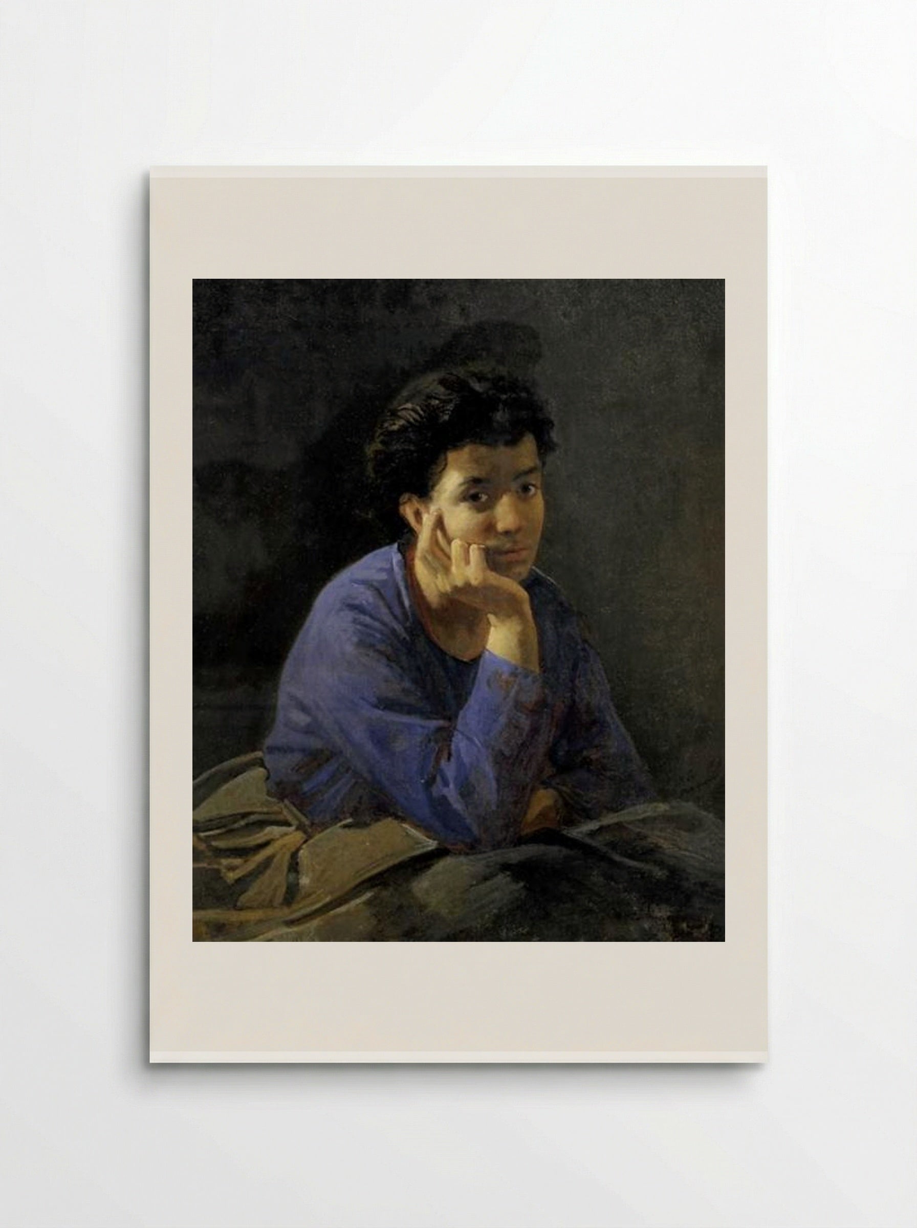 Portrait of an Unknown Woman in a Blue Blouse - Nikolai Ge - Poster