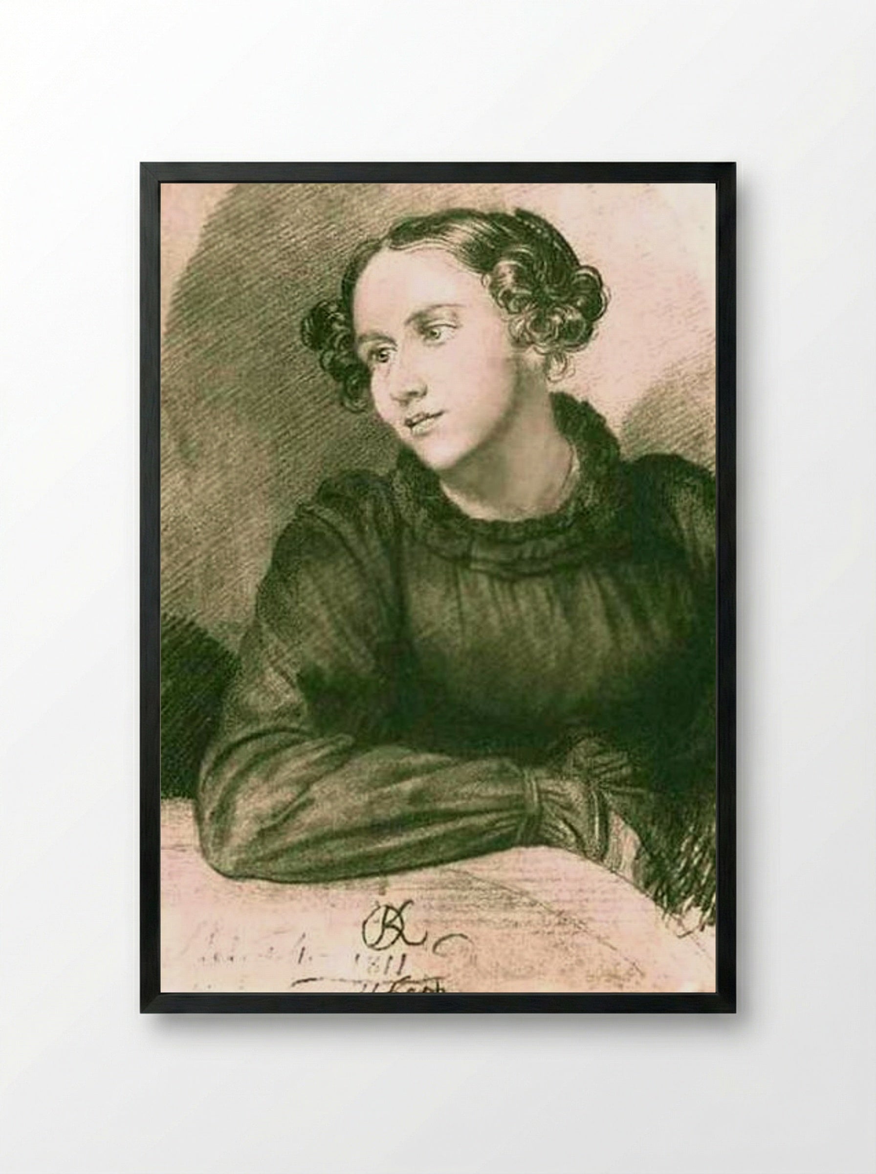 Portrait of an Unknown Woman - Orest Kiprensky - Framed Print Black