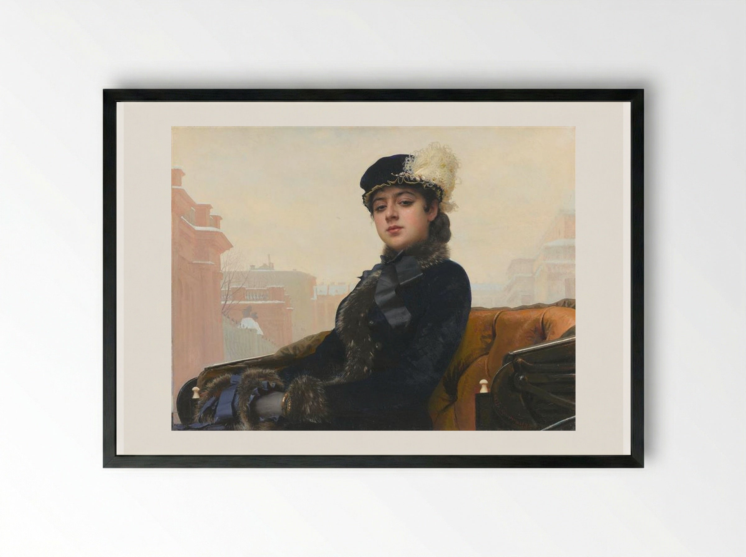 Portrait of an Unknown Woman - Ivan Kramskoy - Framed Print Black