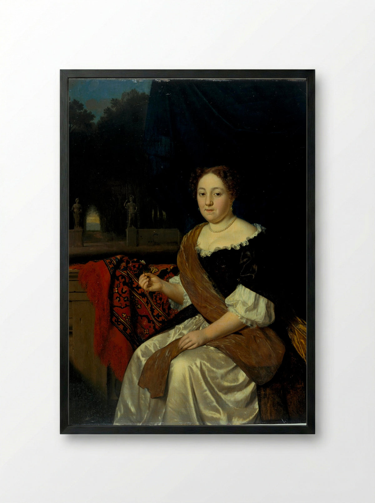 Portrait of an Unknown Woman - Pieter Cornelisz. van Slingelandt - Framed Print Black