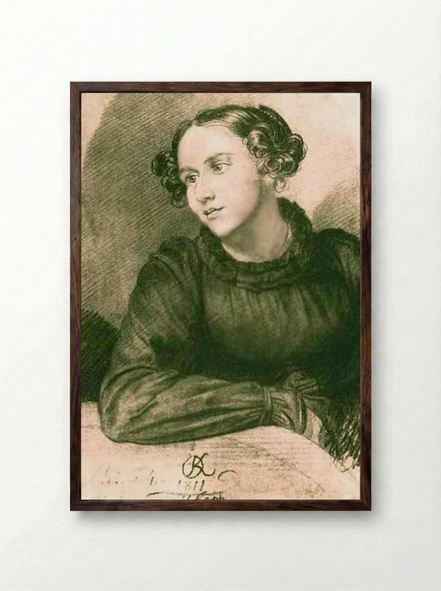 Portrait of an Unknown Woman - Orest Kiprensky - Framed Print Dark Wood