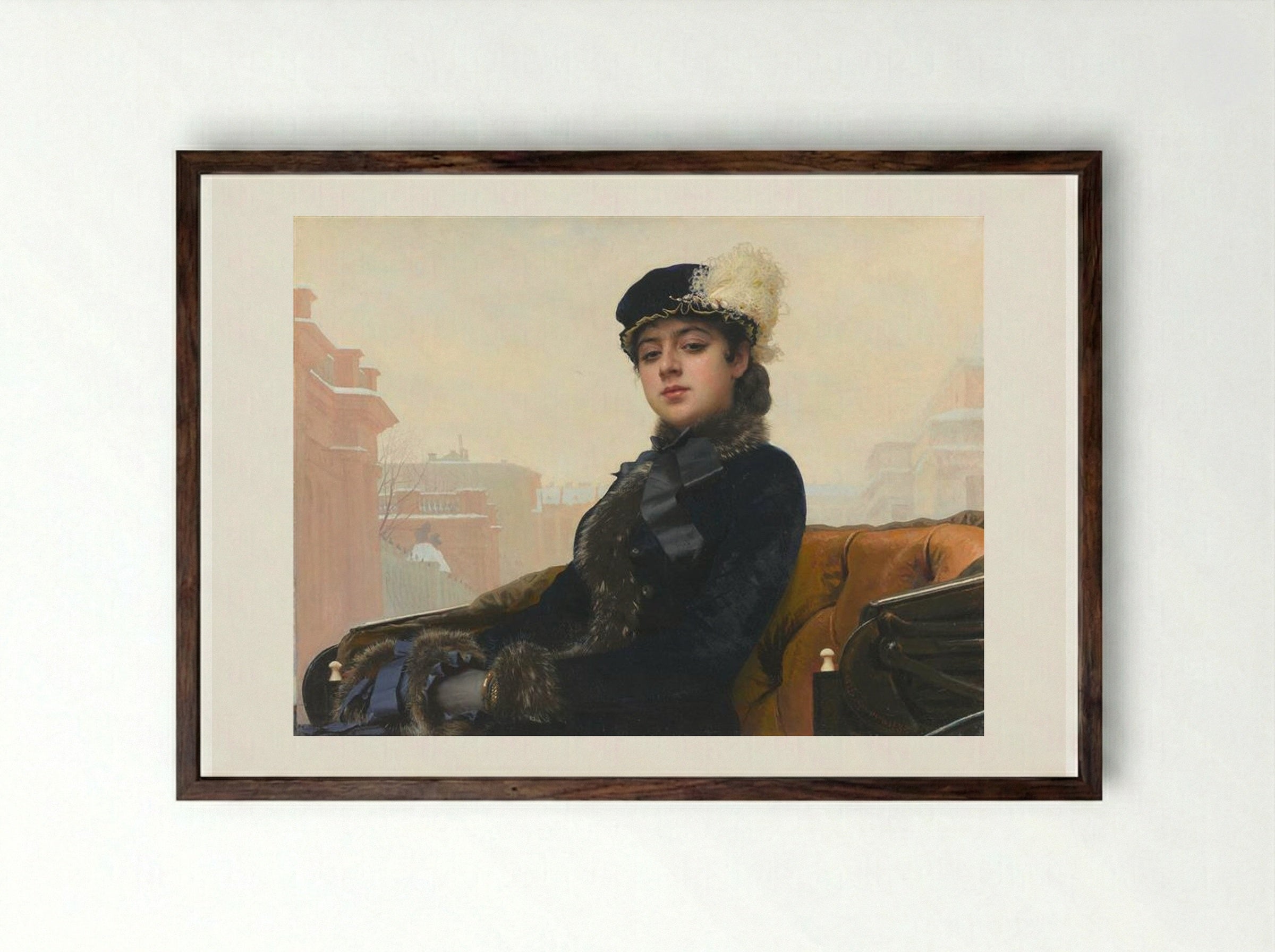 Portrait of an Unknown Woman - Ivan Kramskoy - Framed Print Dark Wood