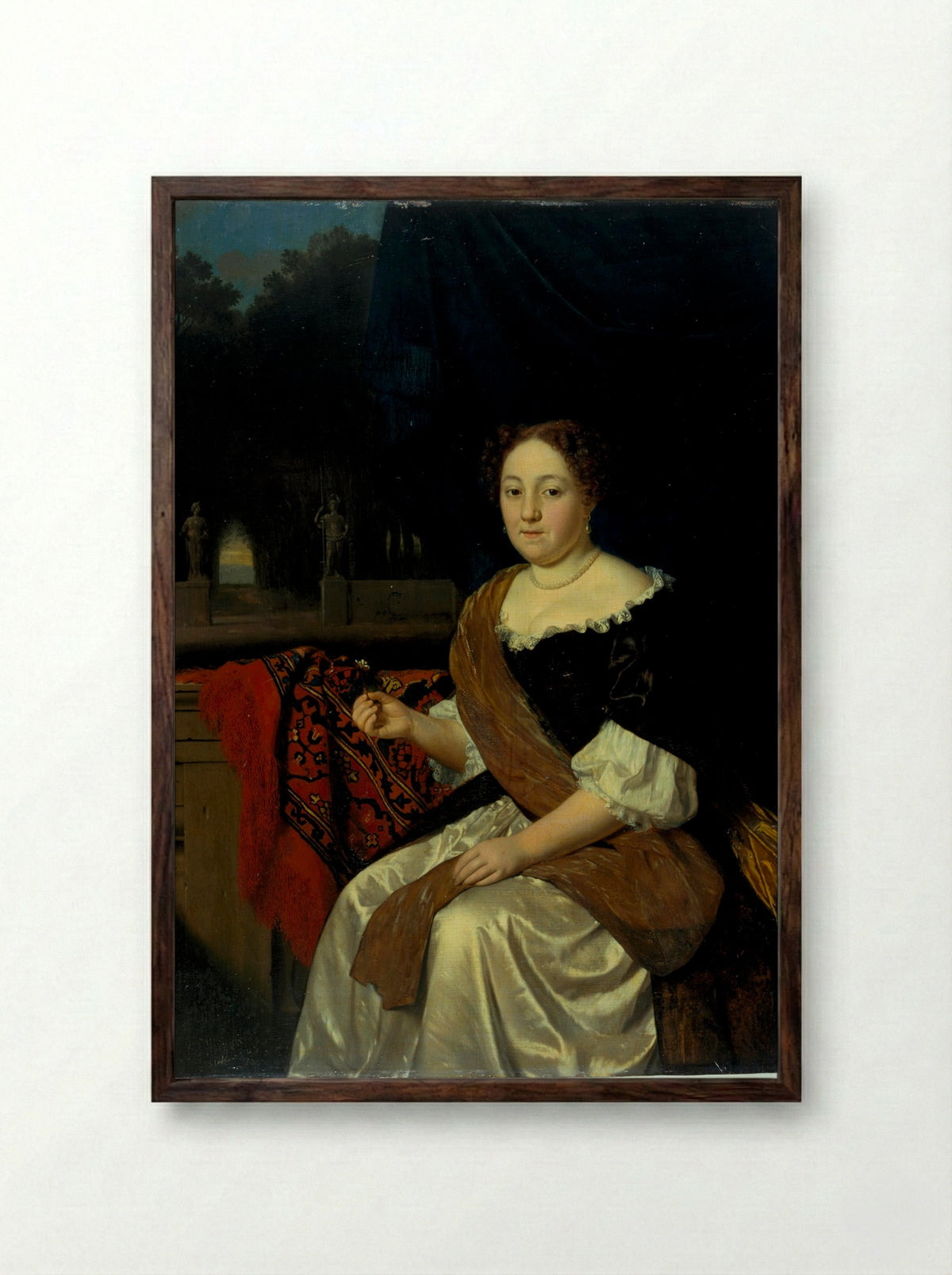 Portrait of an Unknown Woman - Pieter Cornelisz. van Slingelandt - Framed Print Dark Wood