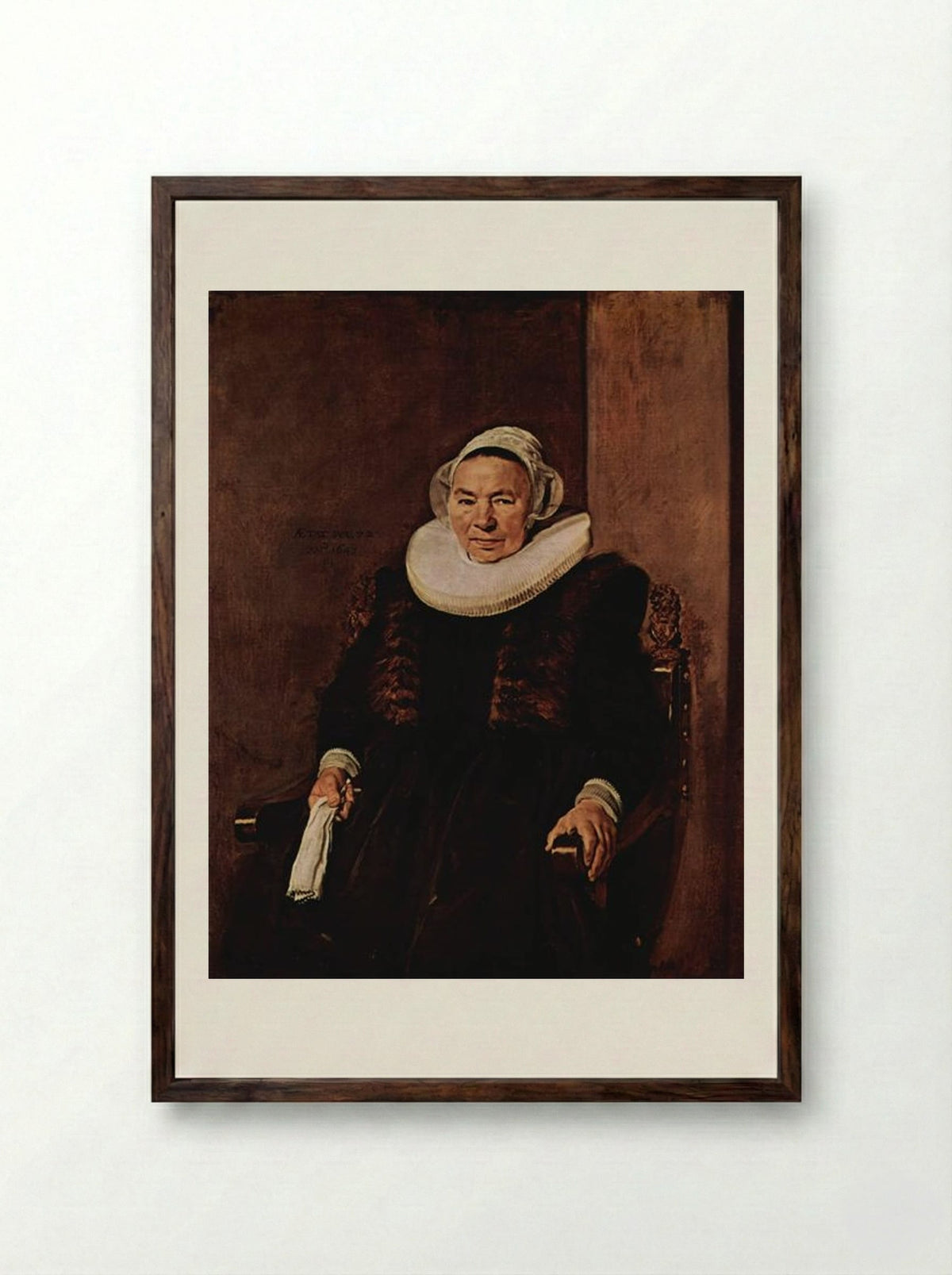 Portrait of an Unknown Woman - Frans Hals - Framed Print Dark Wood