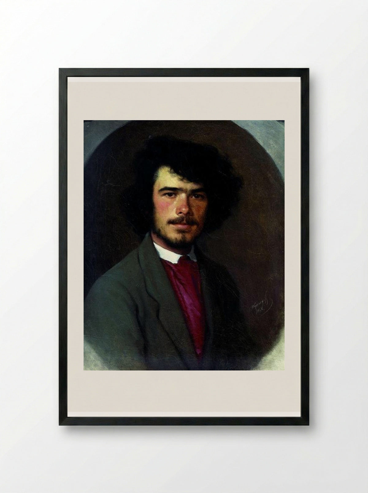 Portrait of an agronomist M.E. Vyunnikov - Ivan Kramskoy - Framed Print Black