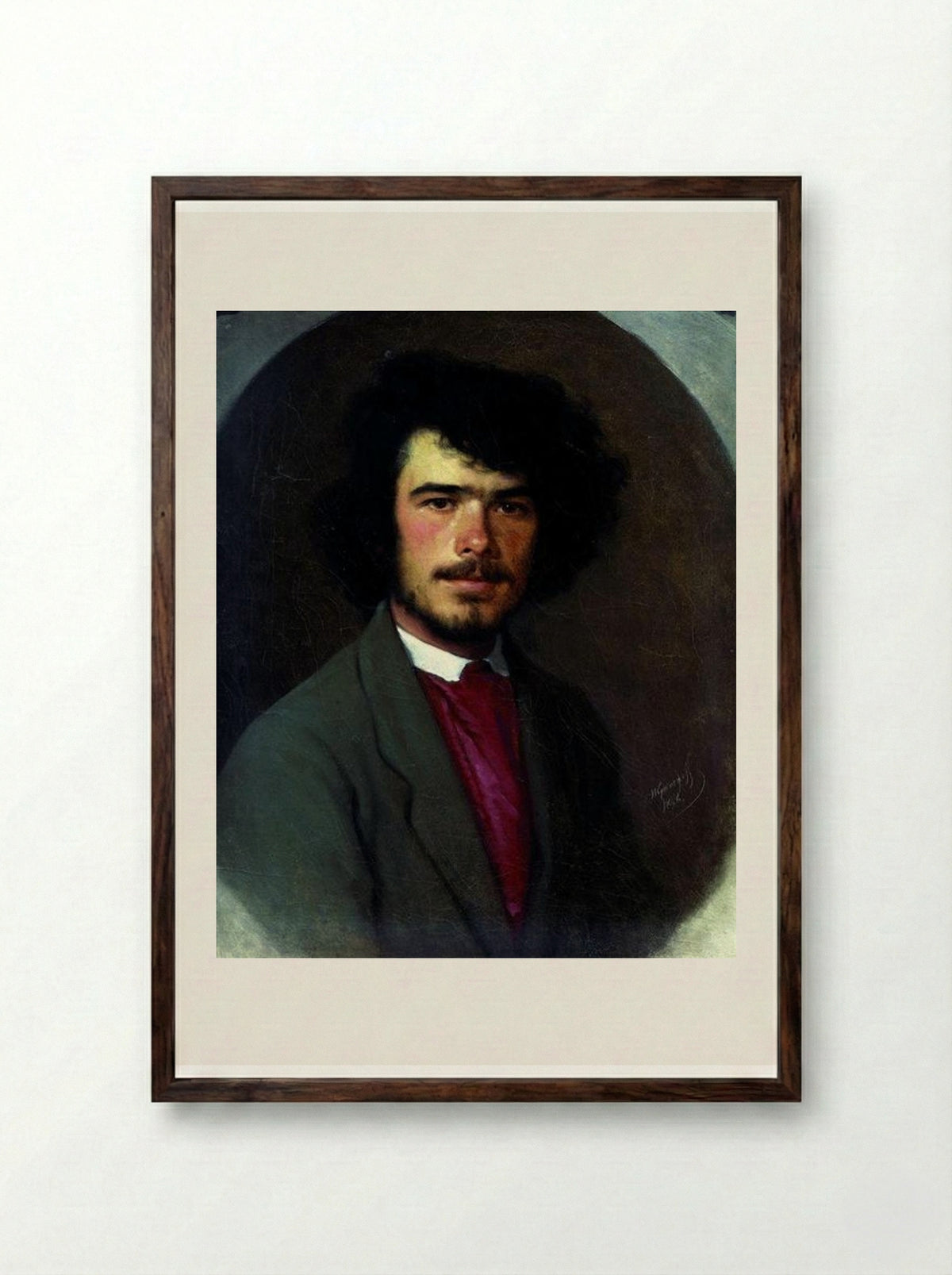Portrait of an agronomist M.E. Vyunnikov - Ivan Kramskoy - Framed Print Dark Wood