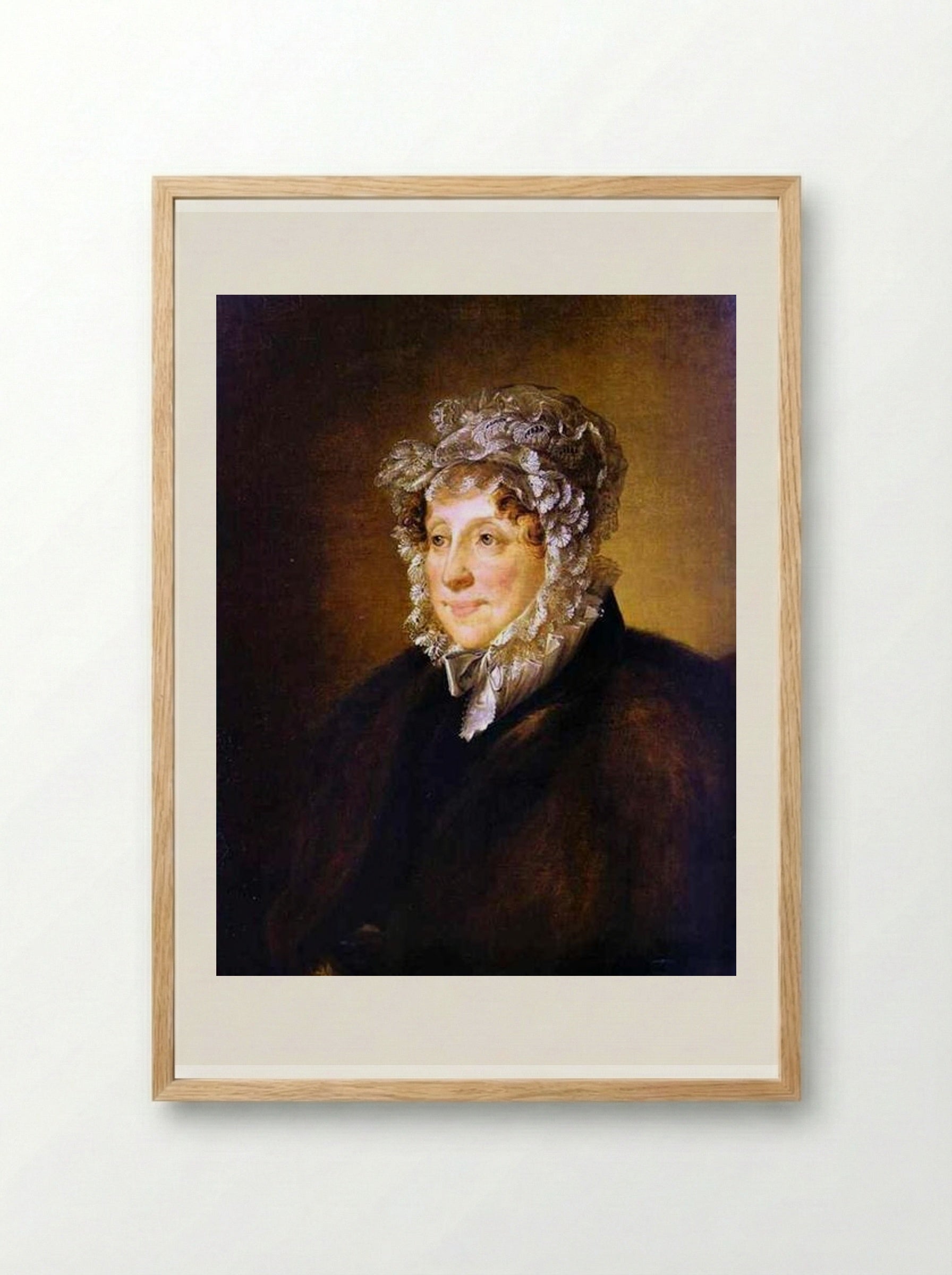 Portrait of an elderly woman in a bonnet - Vasily Tropinin - Framed Print Wood