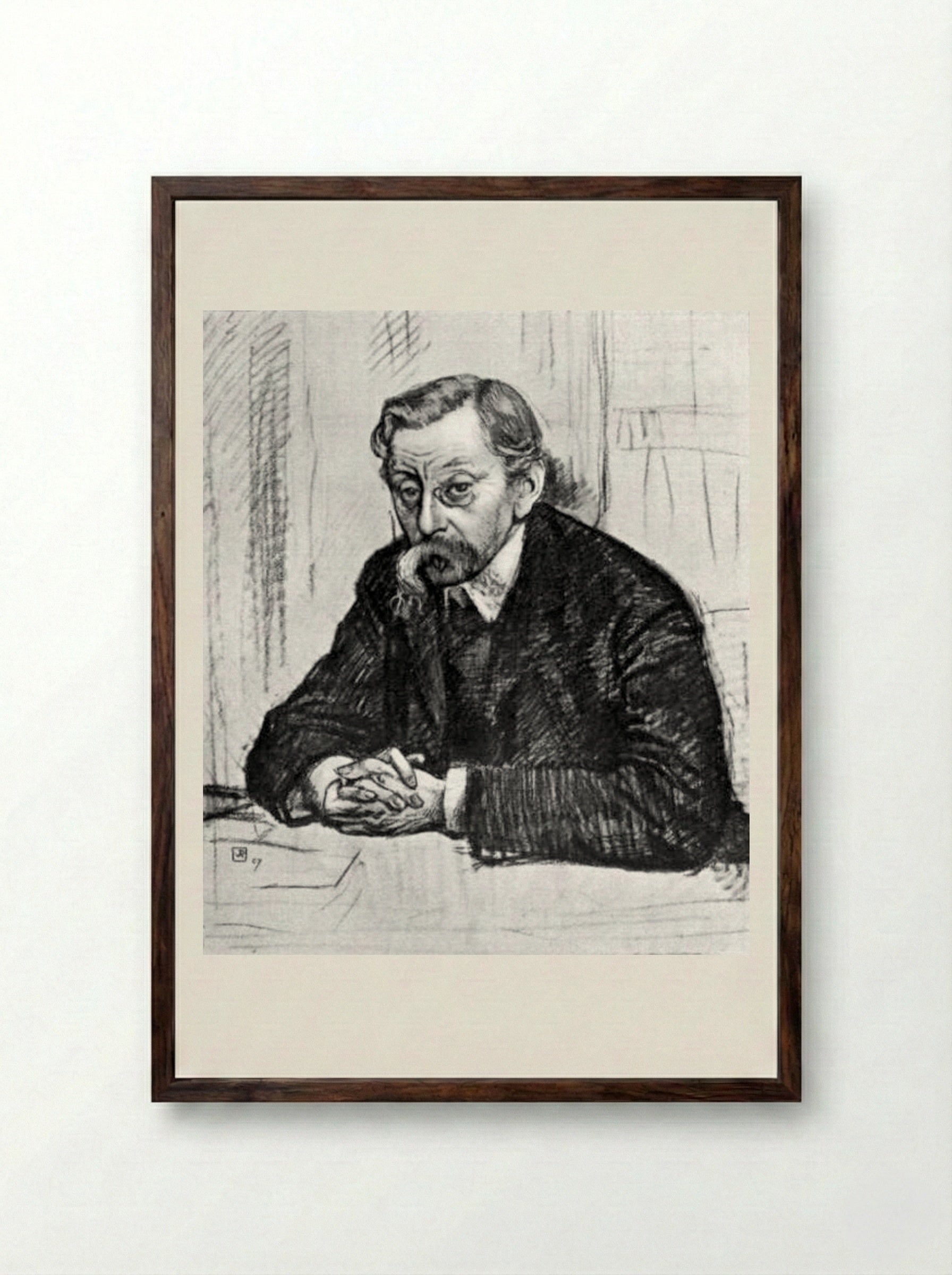 Portrait of Émile Verhaeren - Théo van Rysselberghe - Framed Print Dark Wood