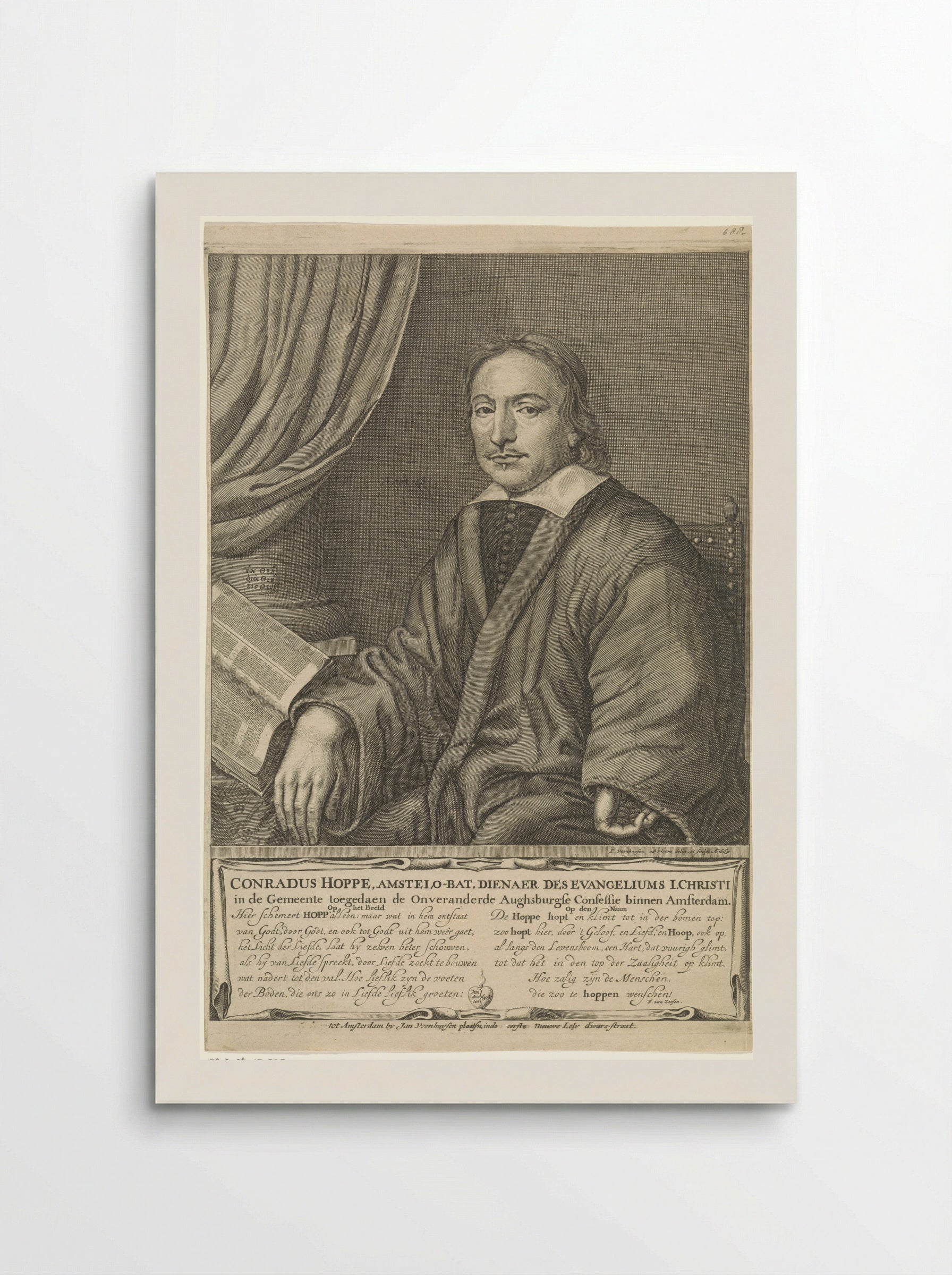 Portrait of the Amsterdam Preacher Conradus Hoppe - Jan Veenhuysen - Poster