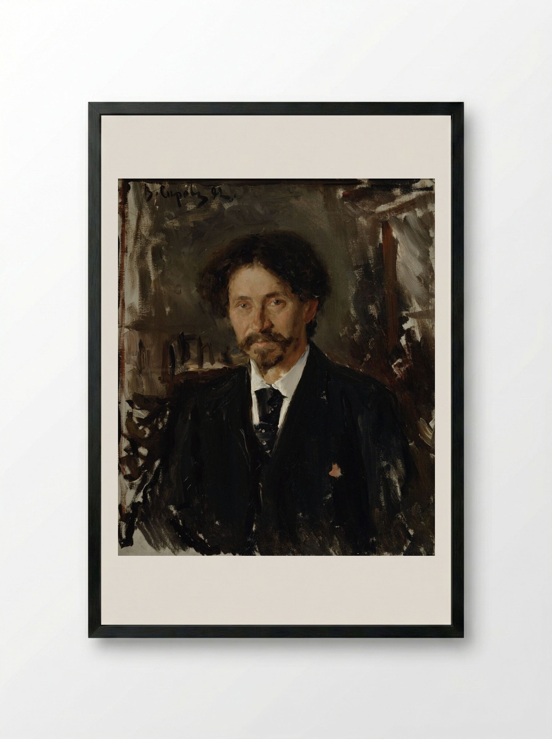 Portrait of the Artist Ilya Repin - Valentin Serov - Framed Print Black