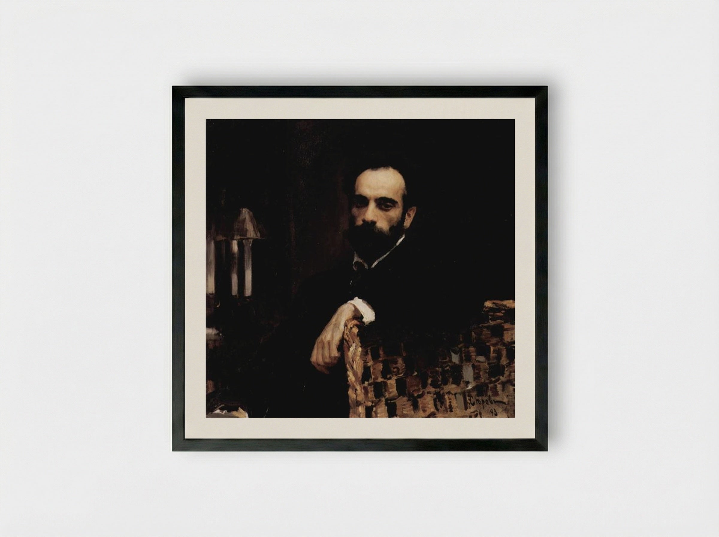 Portrait of the Artist Isaak Ilyich Levitan - Valentin Serov - Framed Print Black