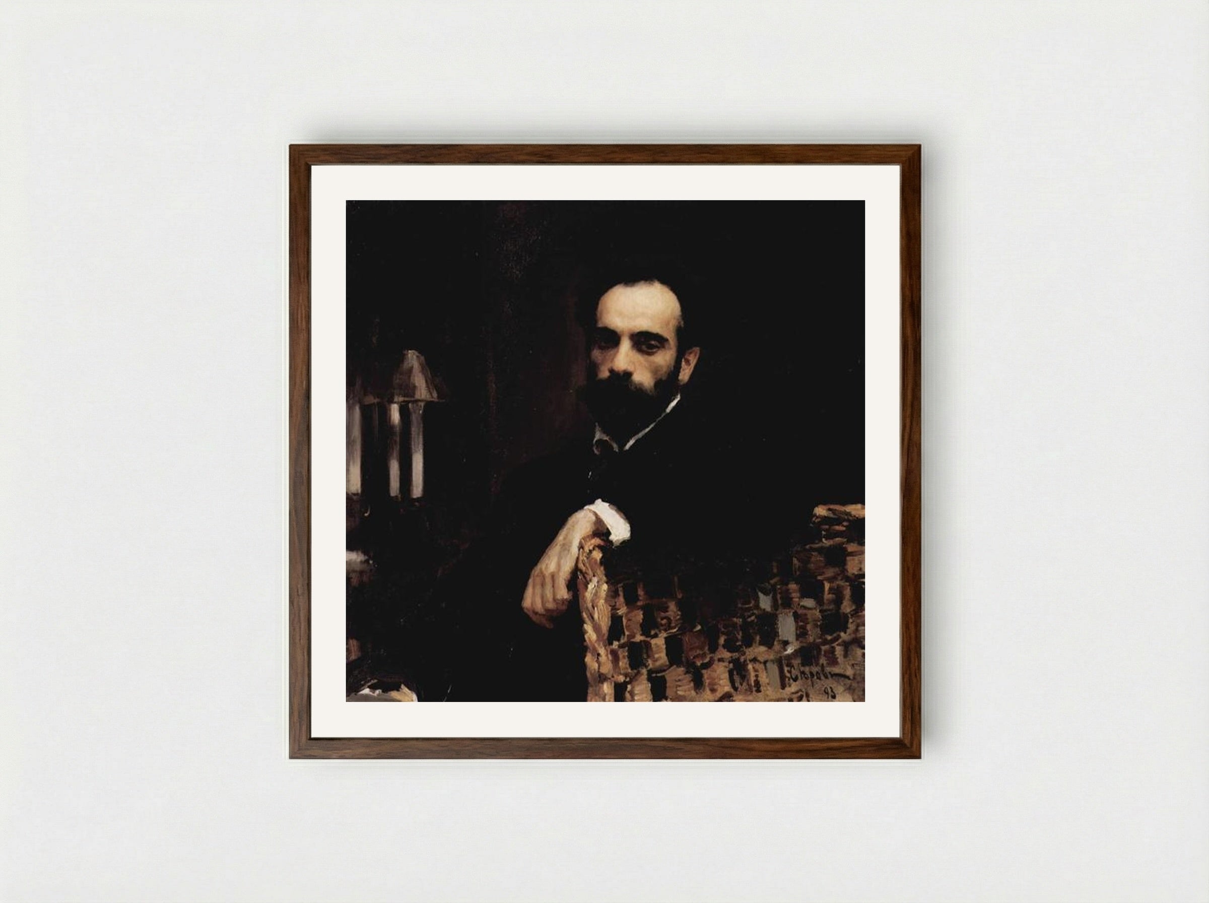 Portrait of the Artist Isaak Ilyich Levitan - Valentin Serov - Framed Print Dark Wood