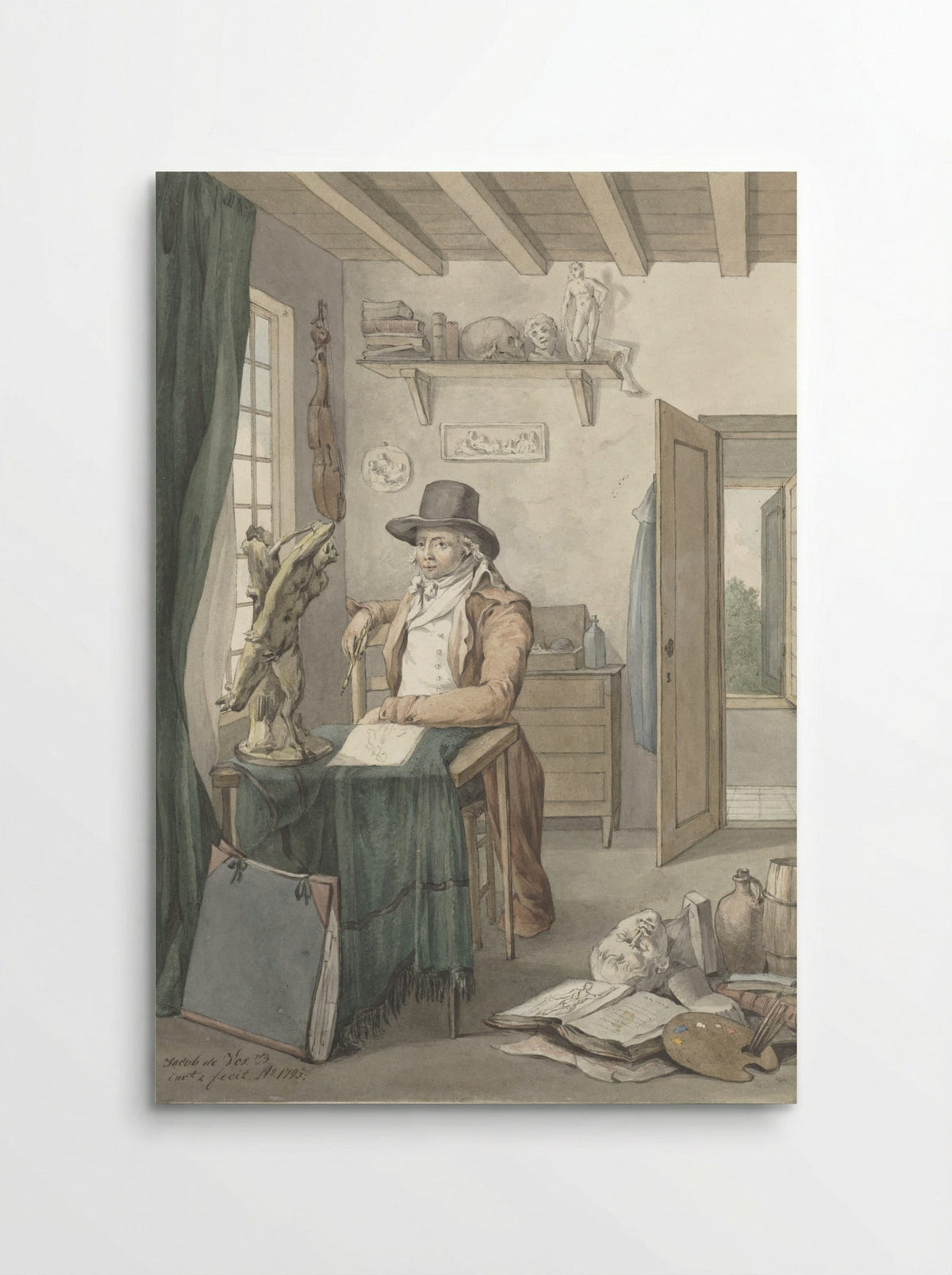 Portrait of the Artist Jacob Smies in an Atelier with Art Objects - Jacob Willemz. de Vos - Poster