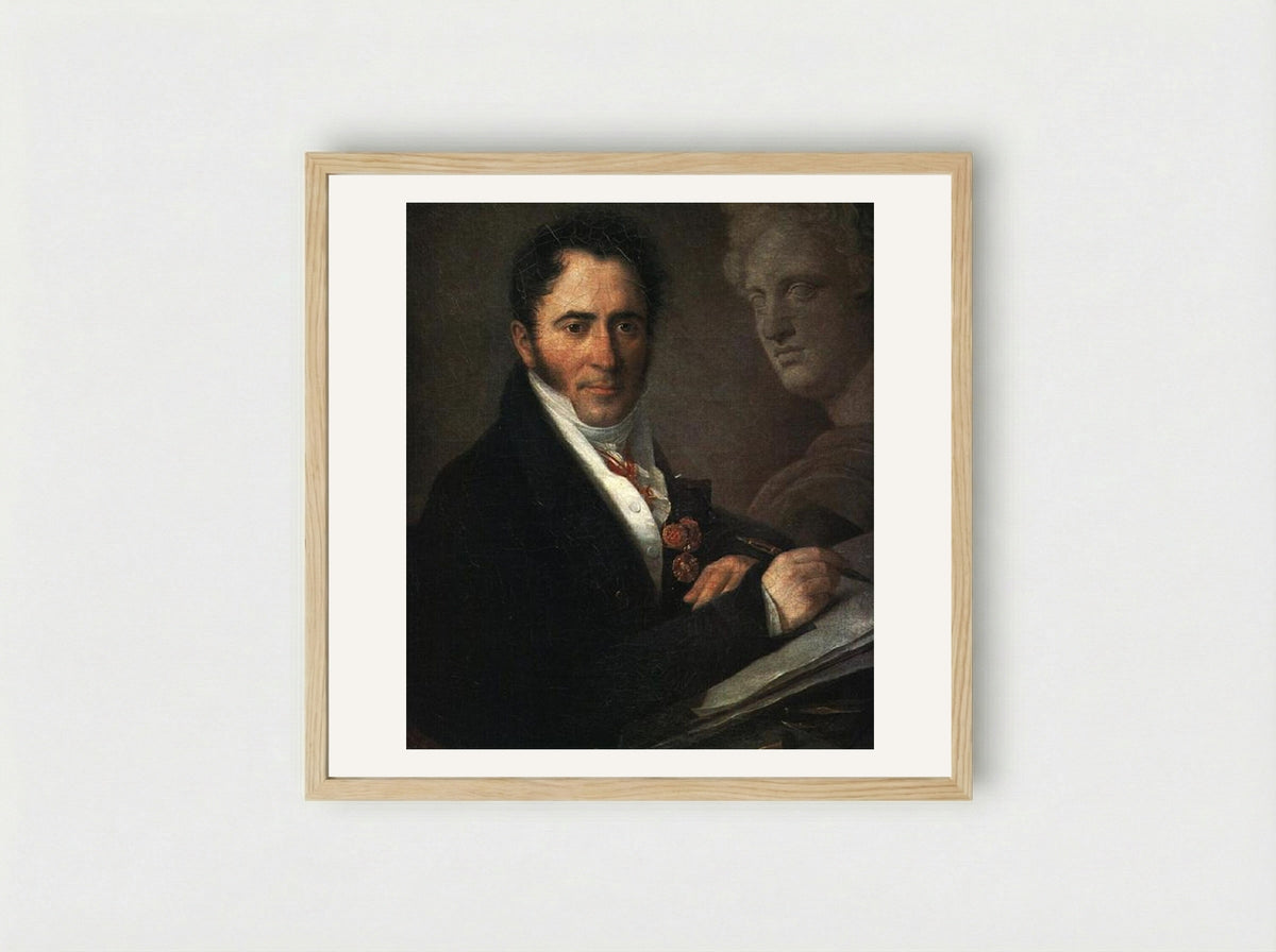 Portrait of the Artist N.I. Utkin with a Pencil - Vasily Tropinin - Framed Print Wood