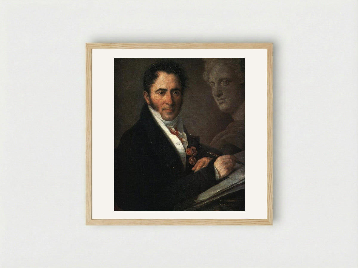 Portrait of the Artist N.I. Utkin with a Pencil - Vasily Tropinin - Framed Print Wood