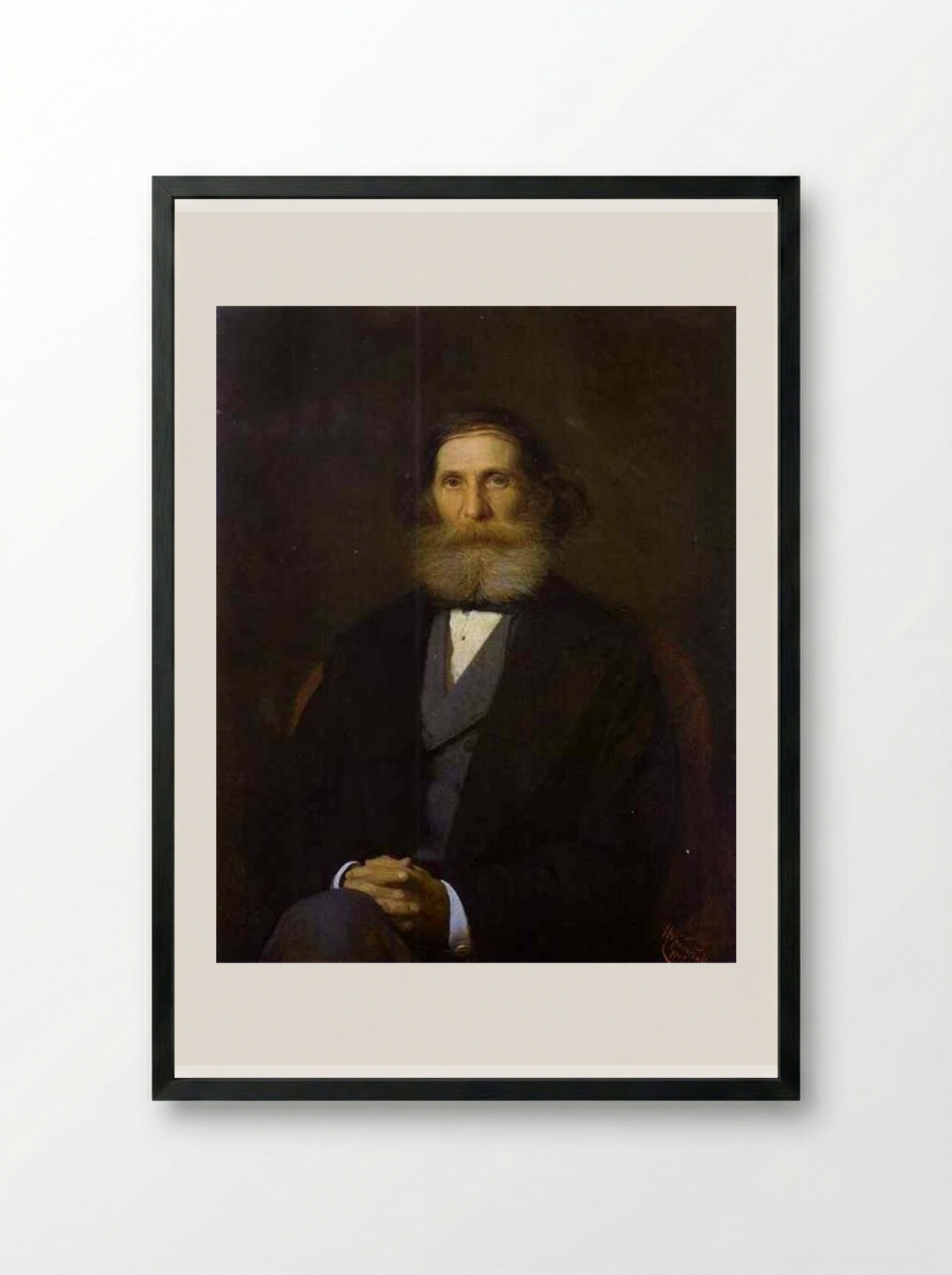 Portrait of the Artist Nikolay Bogoliubov - Ivan Kramskoy - Framed Print Black